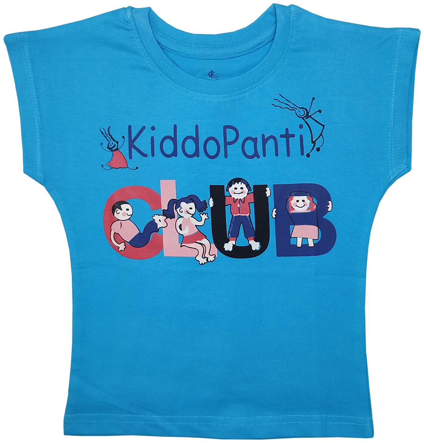 

KiddoPanti Girl Cotton Printed T shirt - Blue
