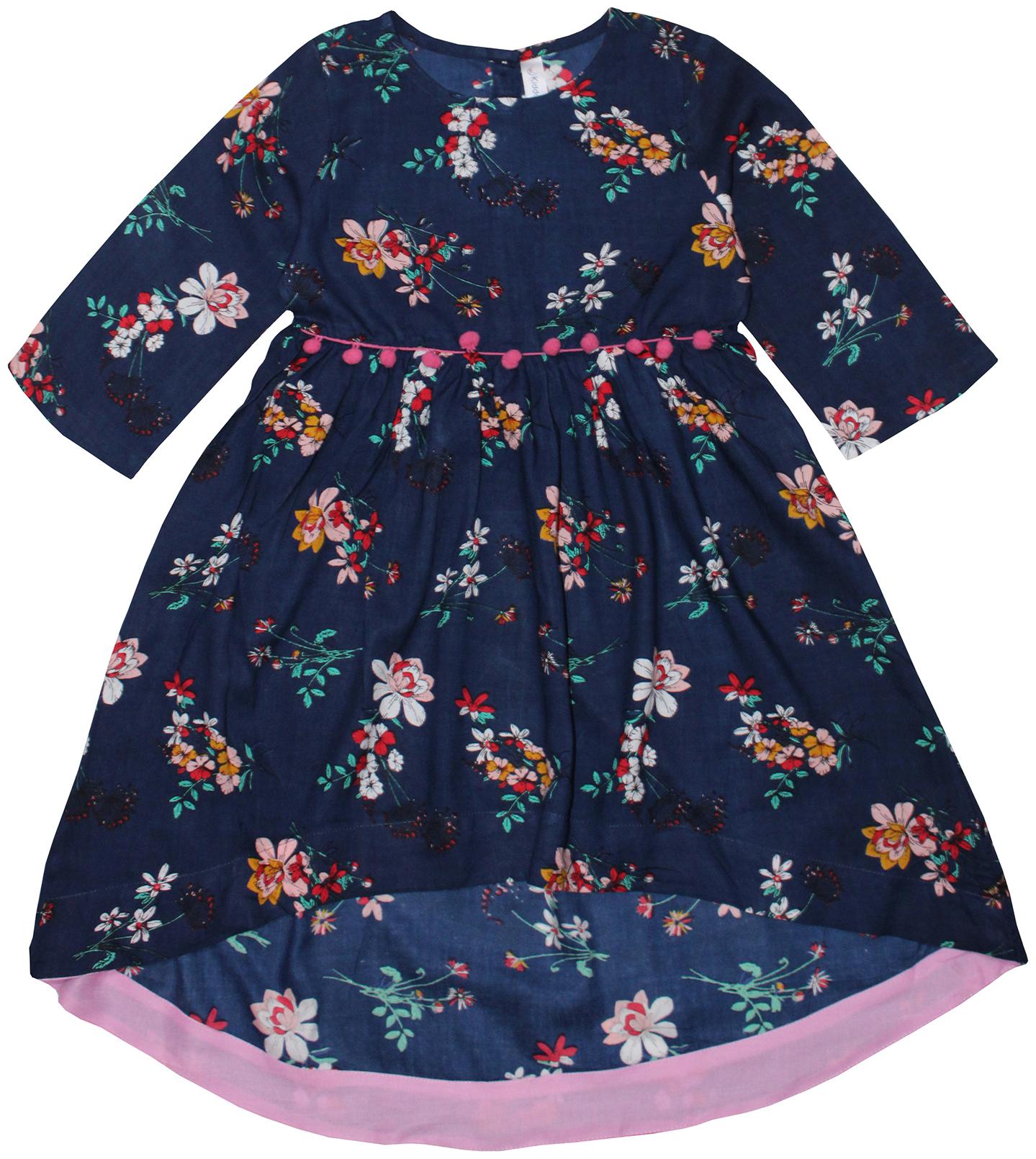 

KiddoPanti Girl s Cotton Printed 3 4th sleeves Kurta kurti - Blue