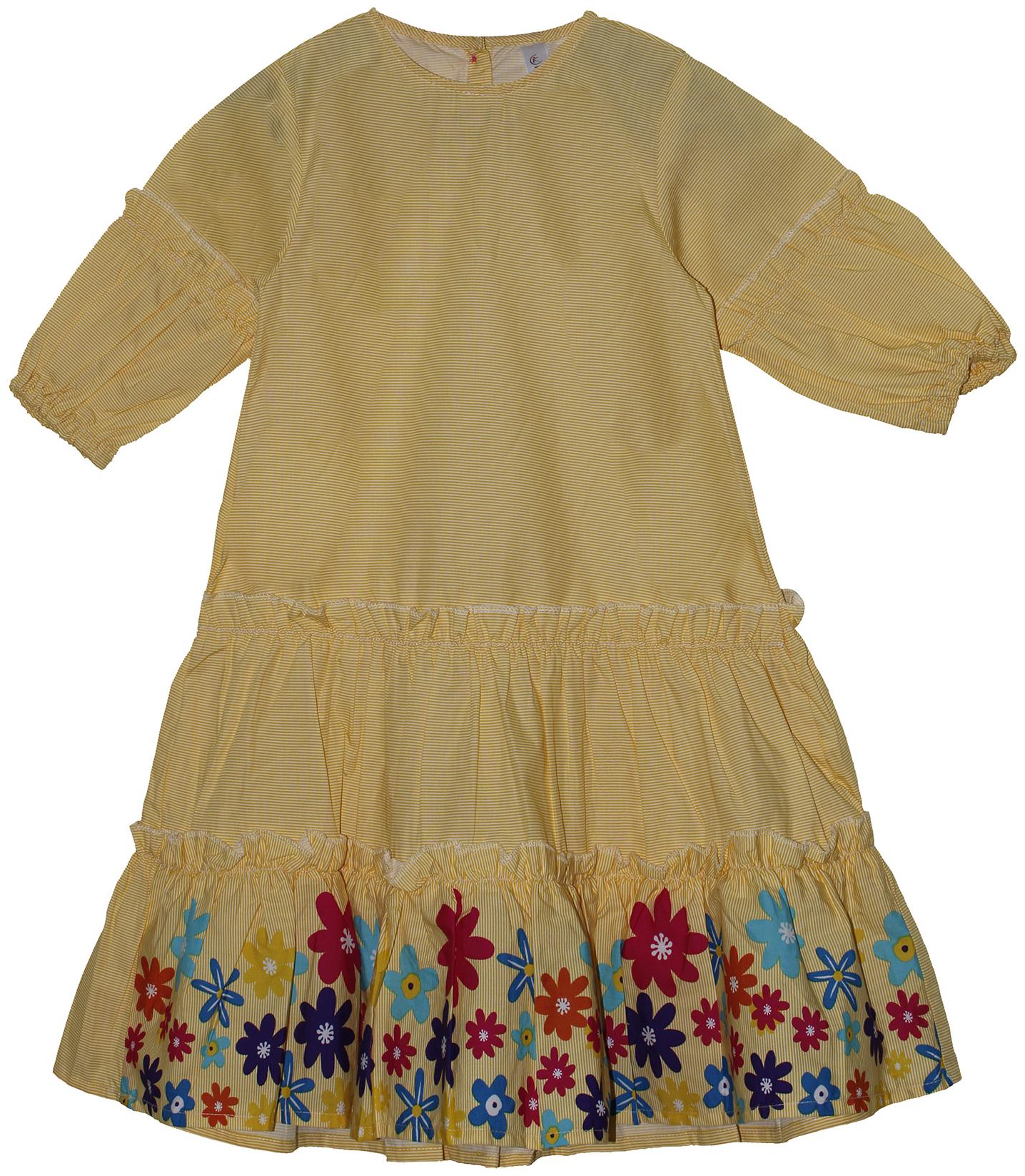

KiddoPanti Yellow Cotton 3 4th Sleeves Knee Length Winter Frock ( Pack of 1 )