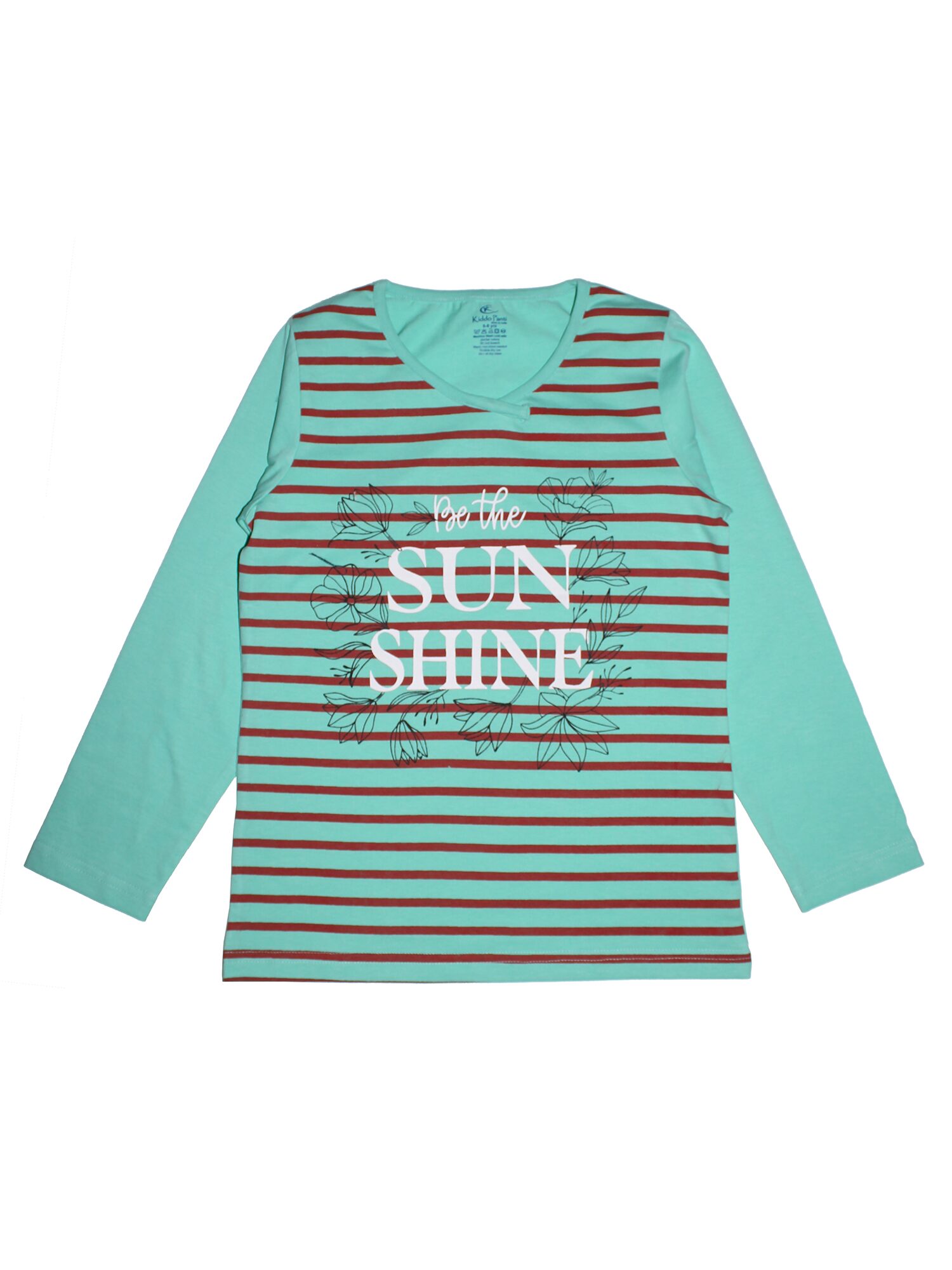 

KiddoPanti Girl Cotton Striped T shirt - Green