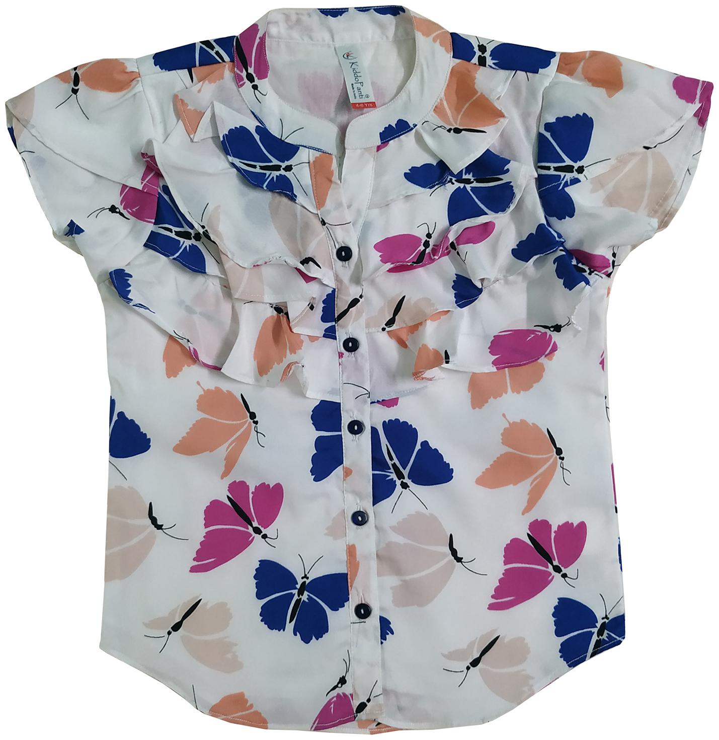 

KiddoPanti Girl Polyester Printed Shirt - White