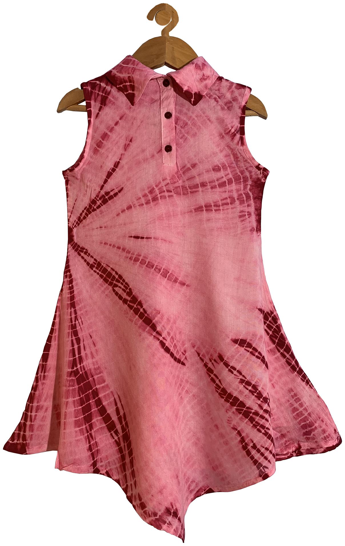 

KiddoPanti Pink Rayon Sleeveless Knee Length Collar Frock ( Pack of 1 )