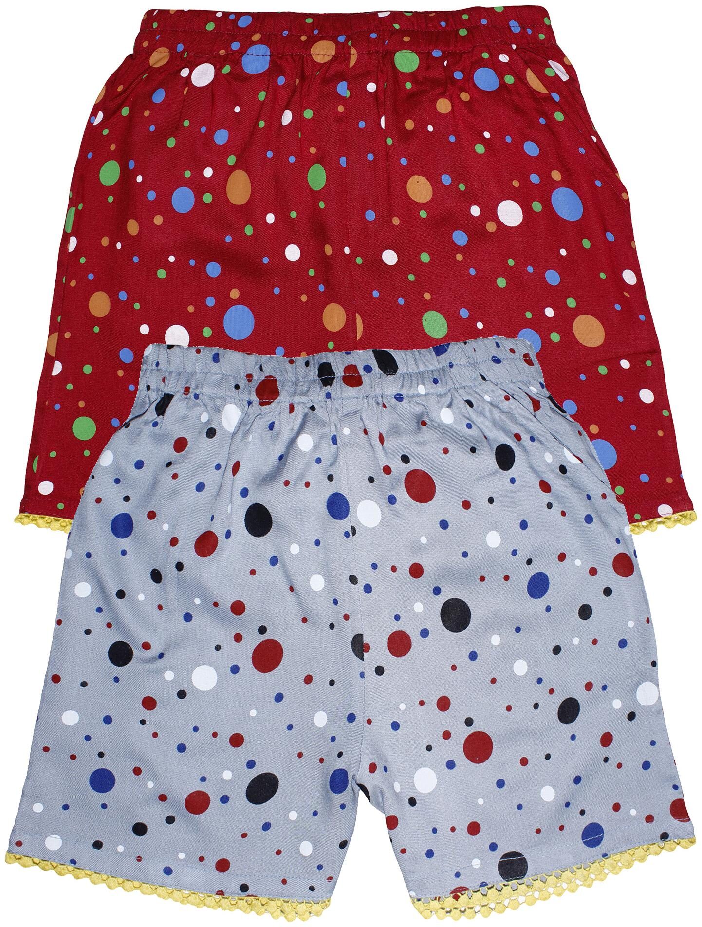 

KiddoPanti Girl Viscose Rayon Polka Dots Hot Pants (Grey Maroon)