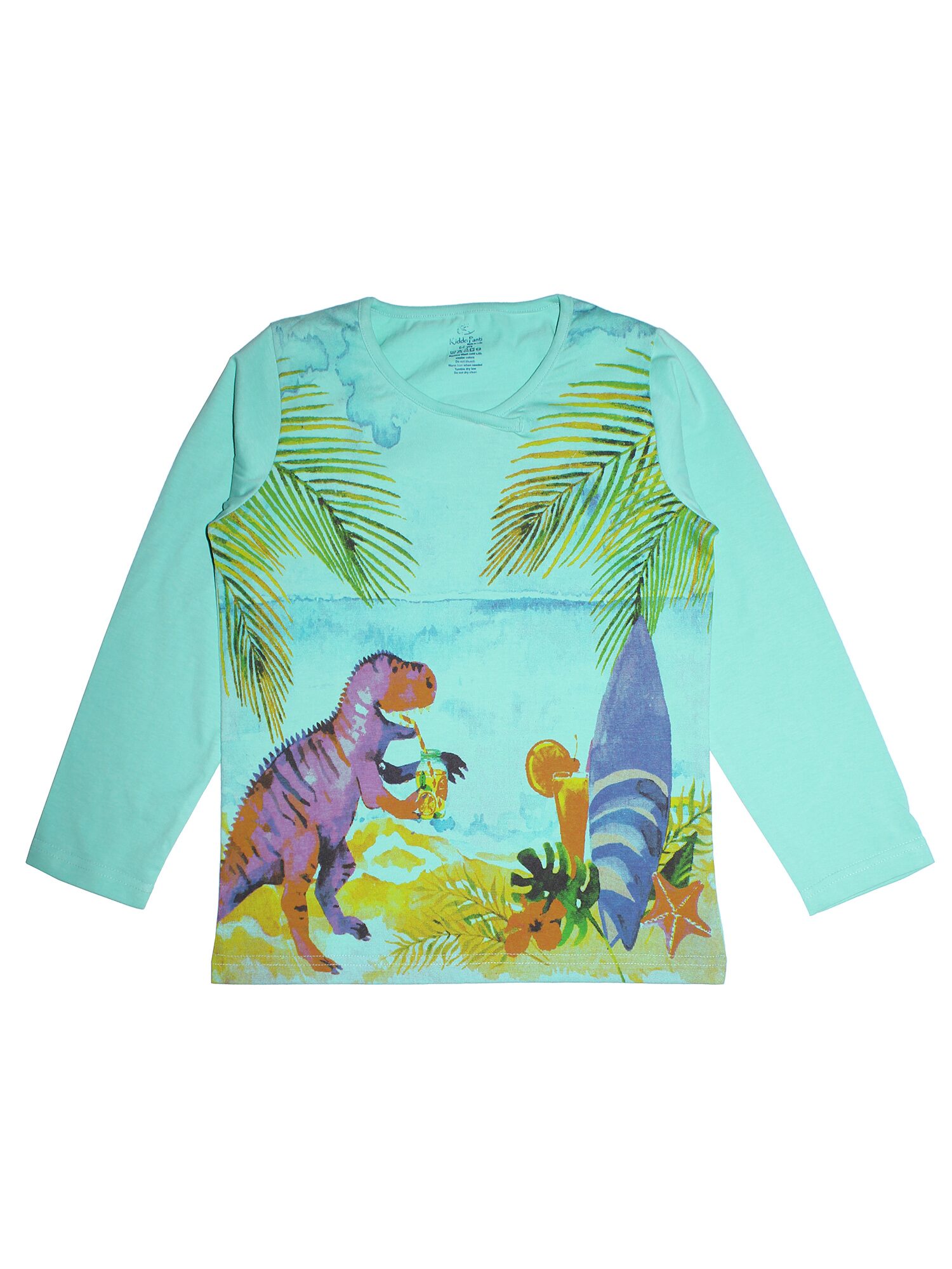 

KiddoPanti Girl Cotton Printed T shirt - Green
