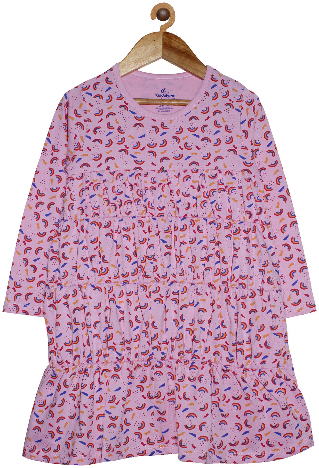 

KiddoPanti Pink Cotton Full Sleeves Knee Length Princess Frock ( Pack of 1 )