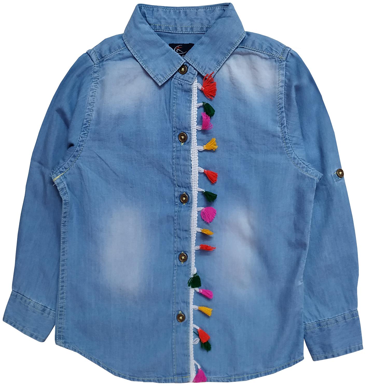 

KiddoPanti Girl Denim Solid Shirt - Blue