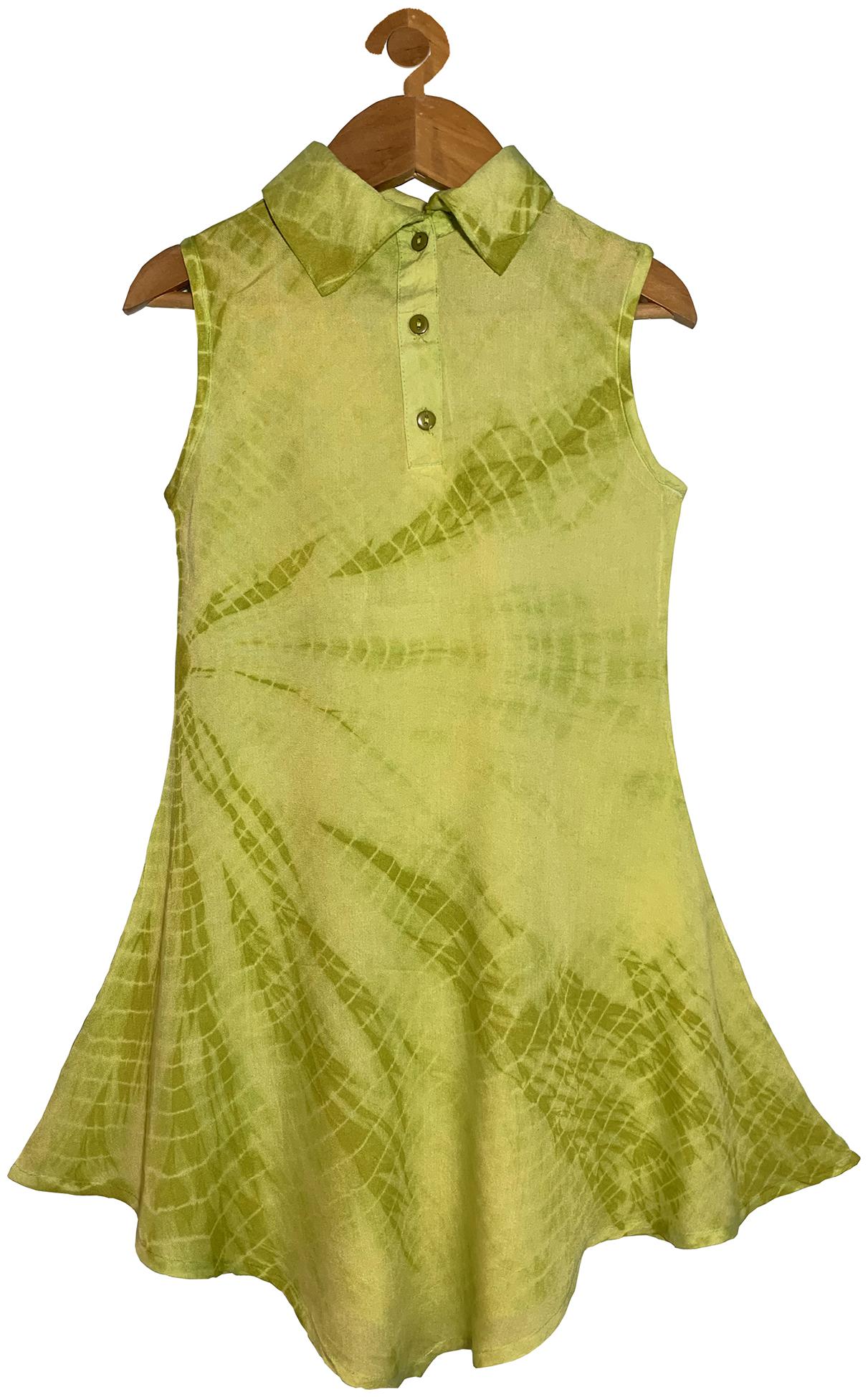 

KiddoPanti Yellow Rayon Sleeveless Knee Length Collar Frock ( Pack of 1 )