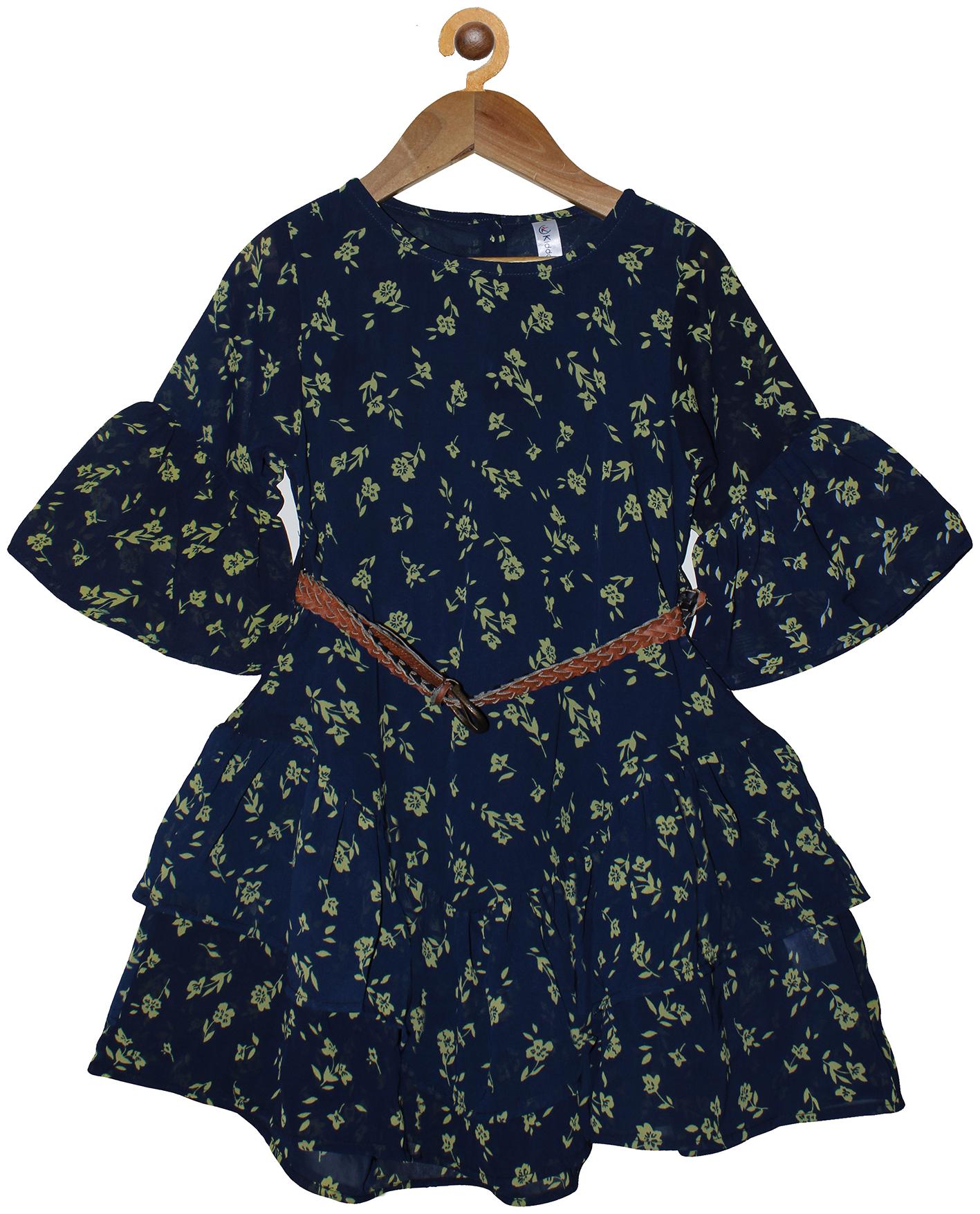 

KiddoPanti Blue Polyester 3 4th Sleeves Knee Length Winter Frock ( Pack of 1 )