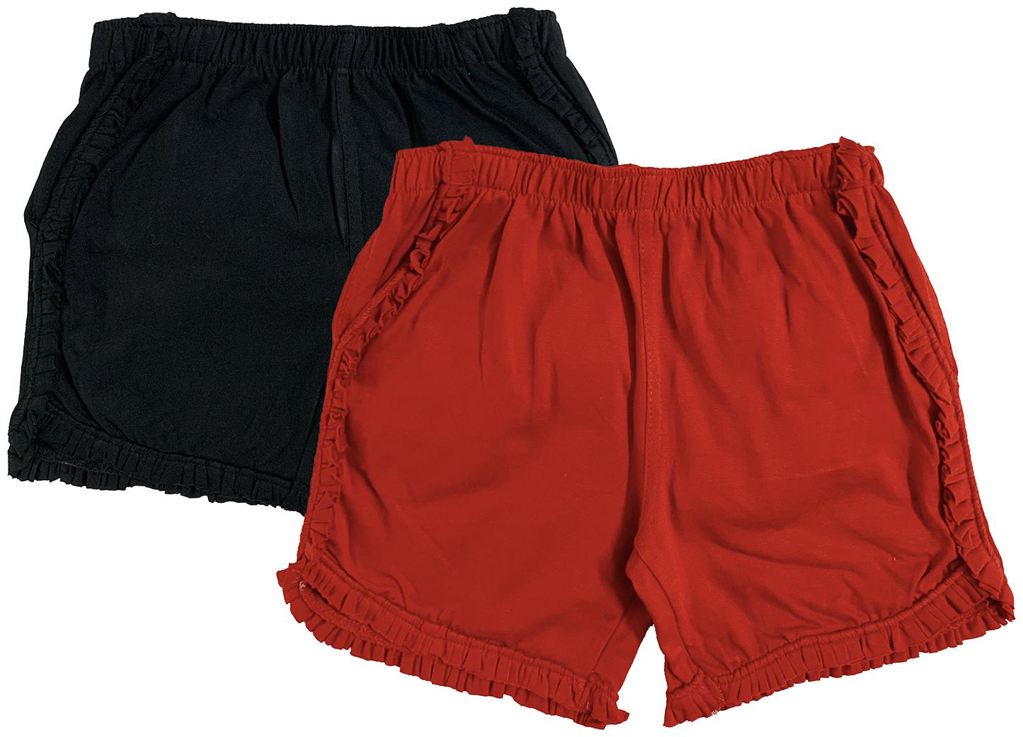 

KiddoPanti Girl Cotton Solid Regular shorts - Red Black