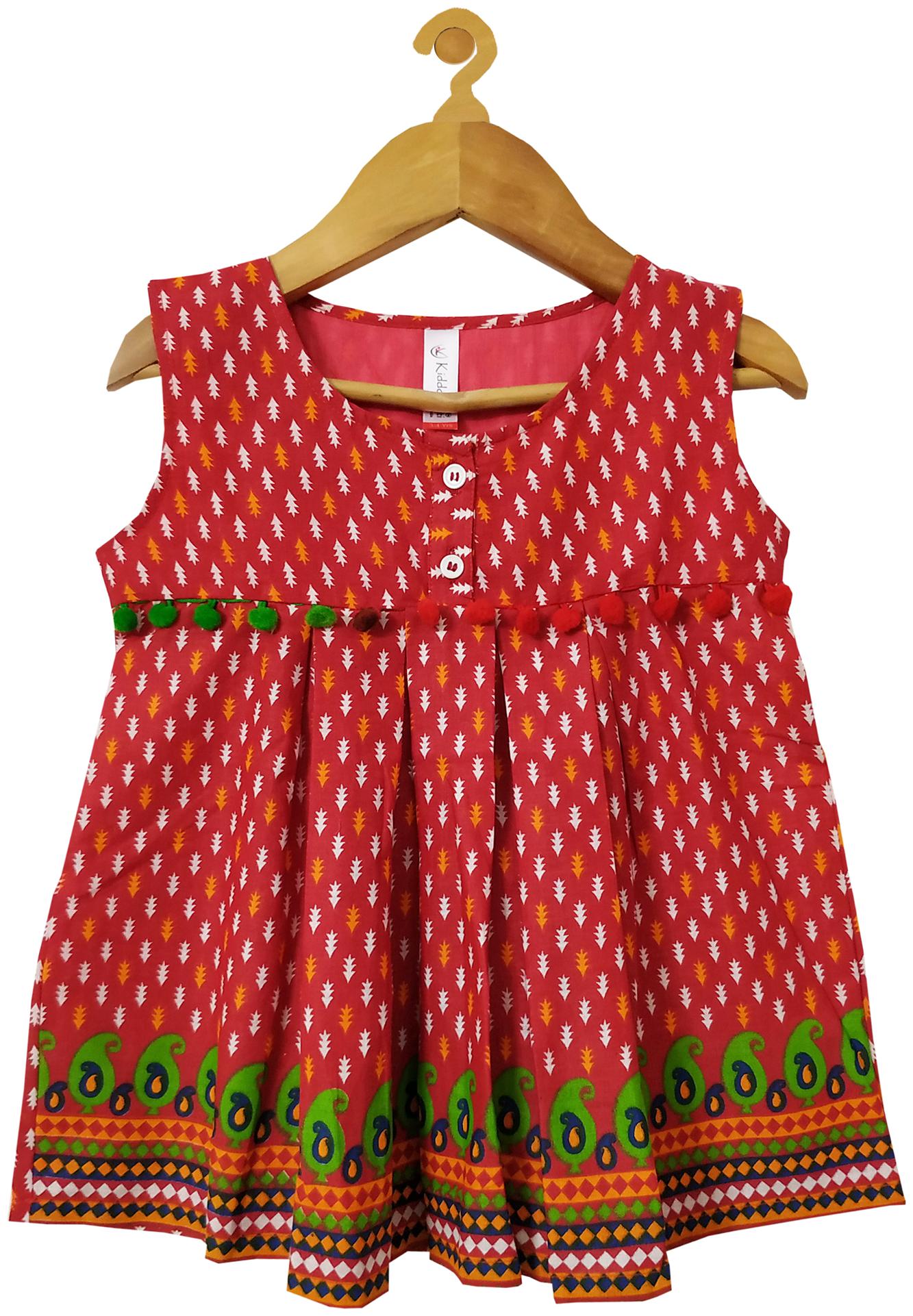

KiddoPanti Girl Cotton Printed Top - Red