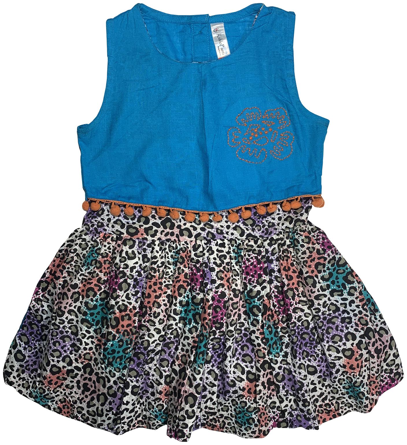 

KiddoPanti Blue Cotton Sleeveless Knee Length Princess Frock ( Pack of 1 )