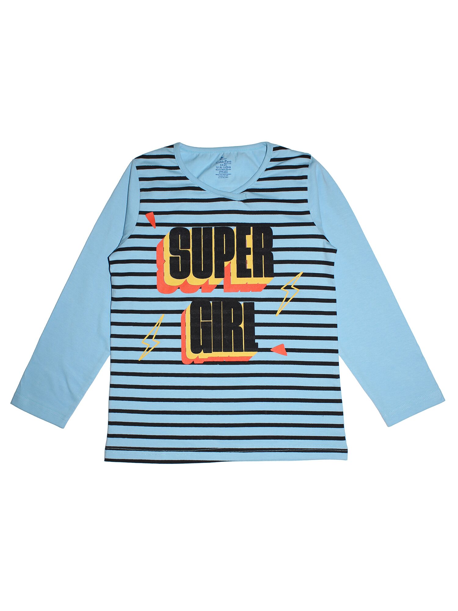 

KiddoPanti Girl Cotton Striped T shirt - Blue