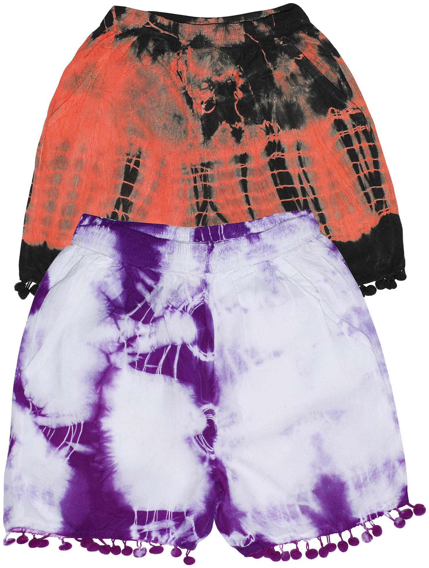

KiddoPanti Hot Pants Rayon Above Knee Casual Tie Dye Multi