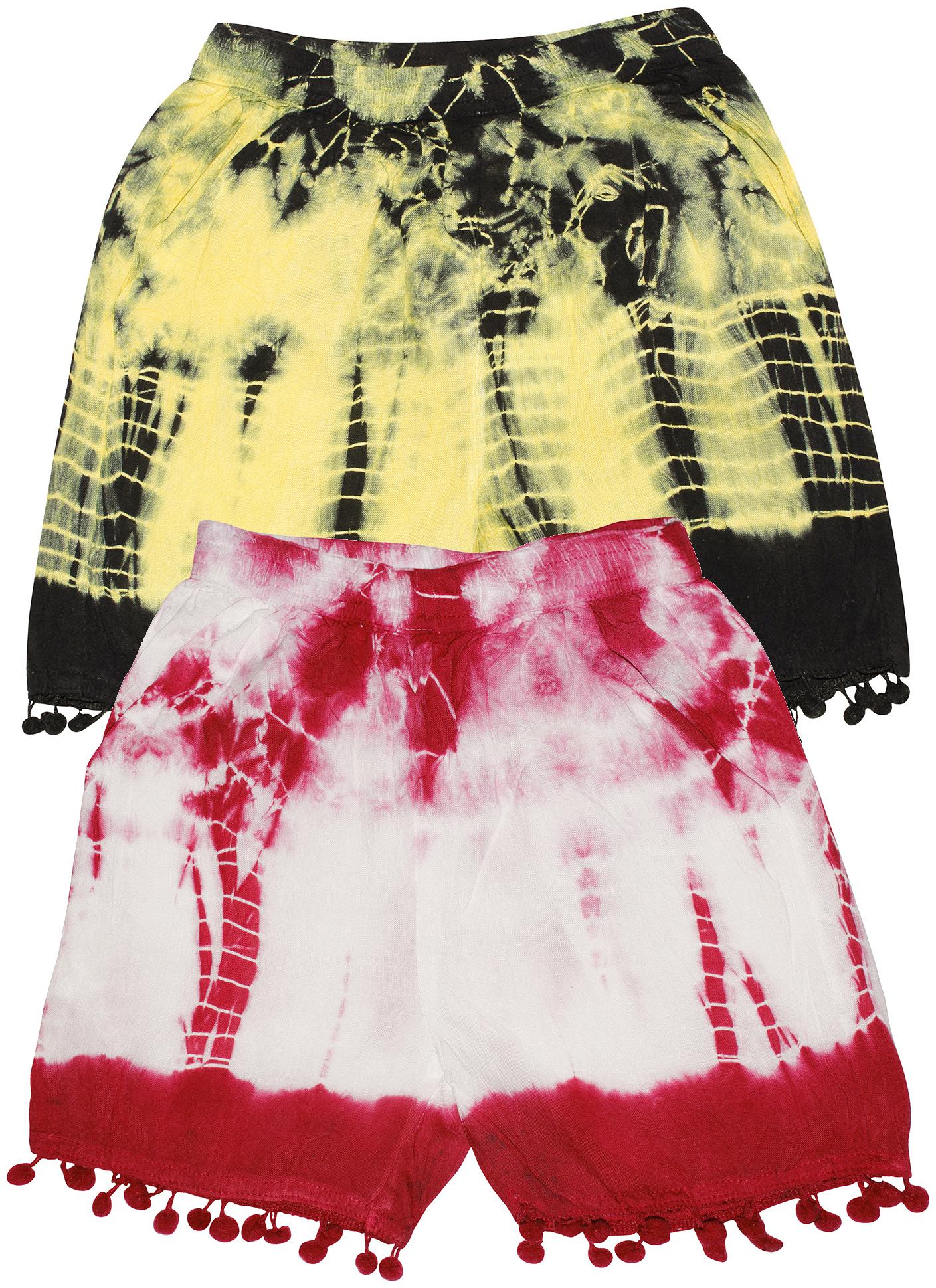 

KiddoPanti Hot Pants Rayon Above Knee Casual Tie Dye Multi