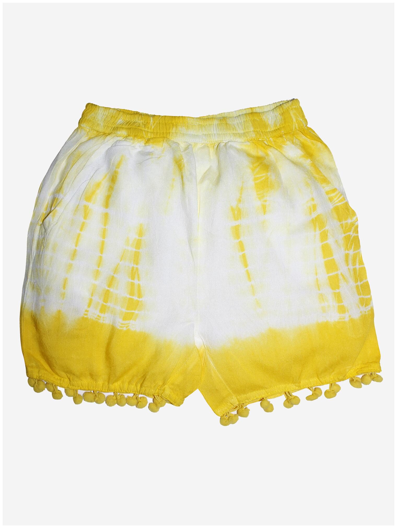 

KiddoPanti Girl Rayon Printed Hot pants - White Yellow