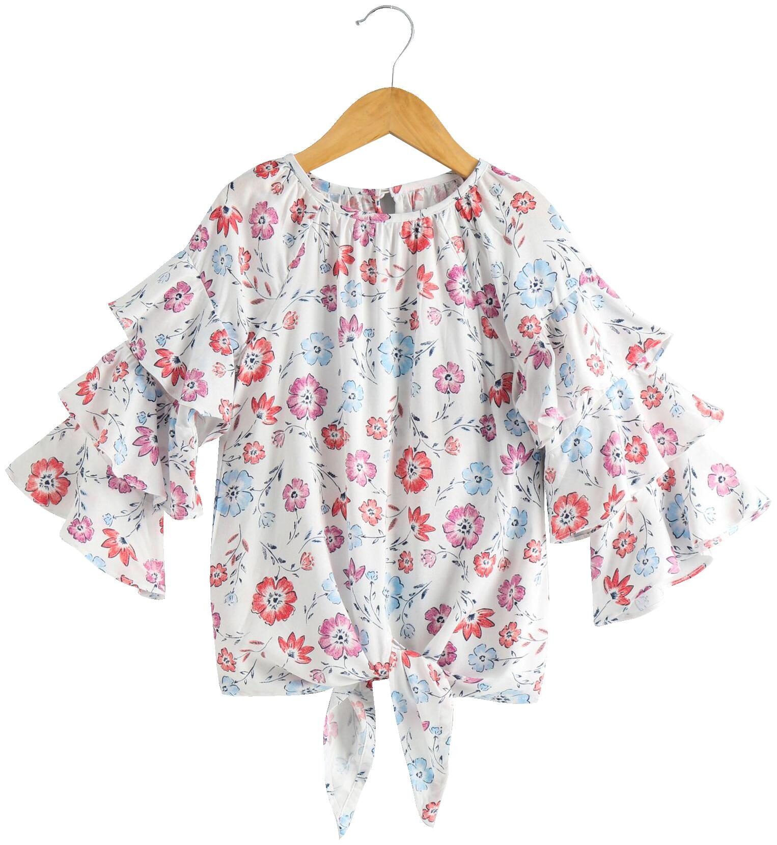 

KiddoPanti Girl Polyester Floral Top - White
