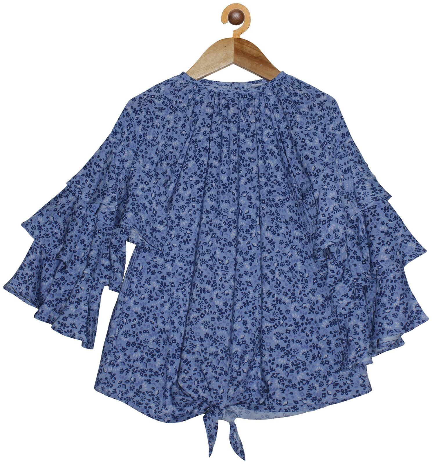 

KiddoPanti Girl Polyester Floral Top - Blue