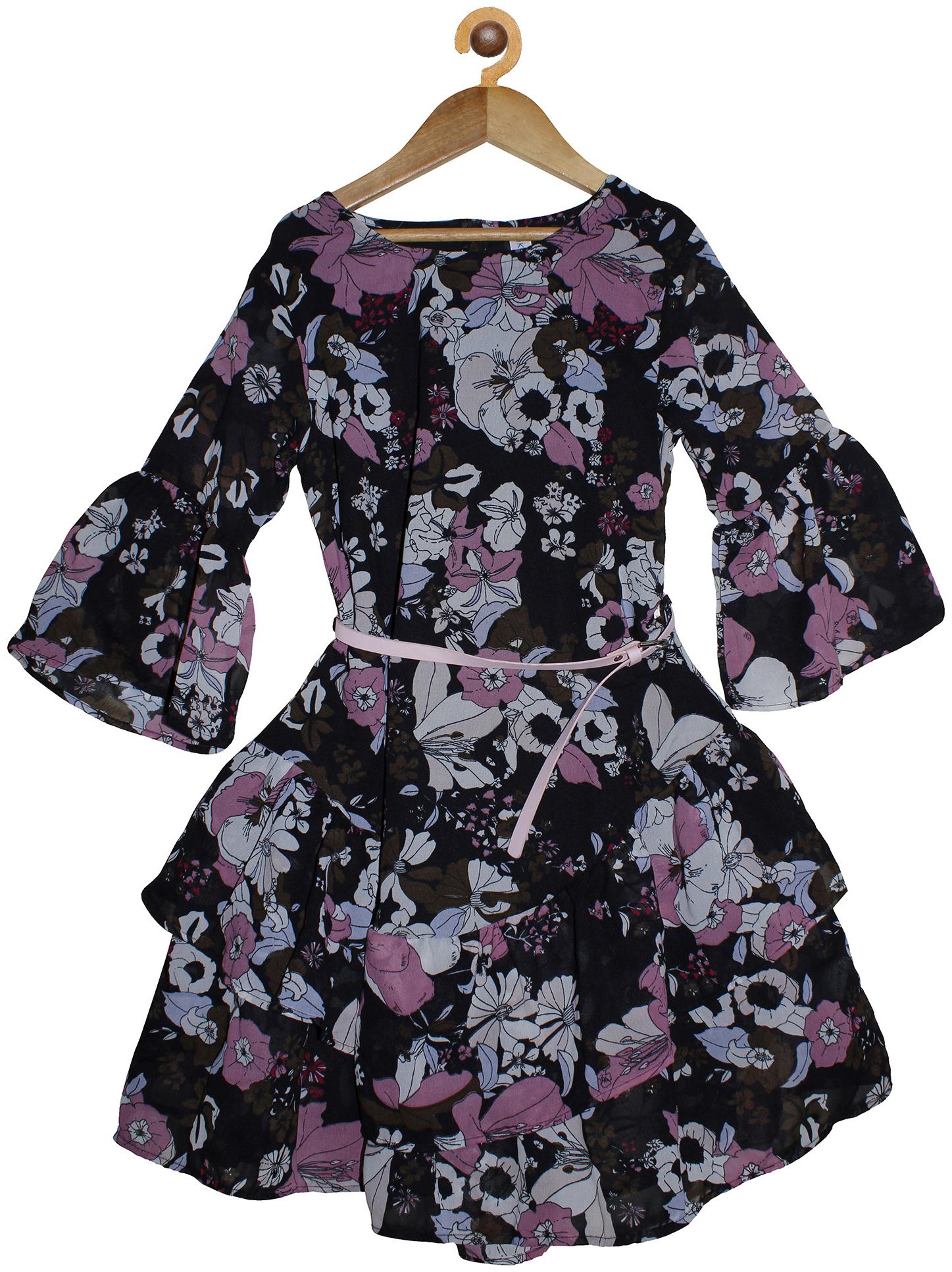 

KiddoPanti Black Polyester 3 4th Sleeves Knee Length Winter Frock ( Pack of 1 )