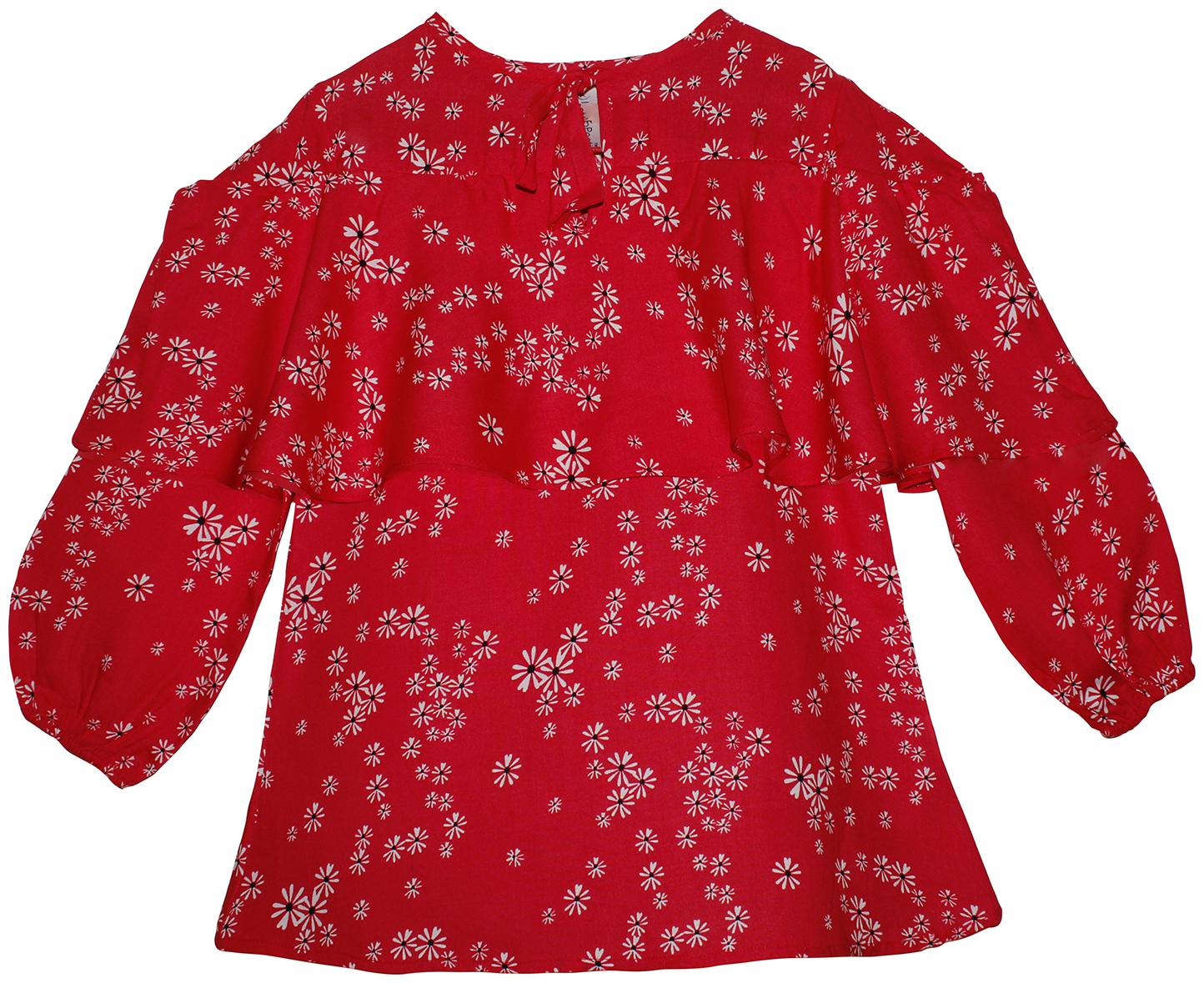 

KiddoPanti Girl Rayon Floral Top - Red