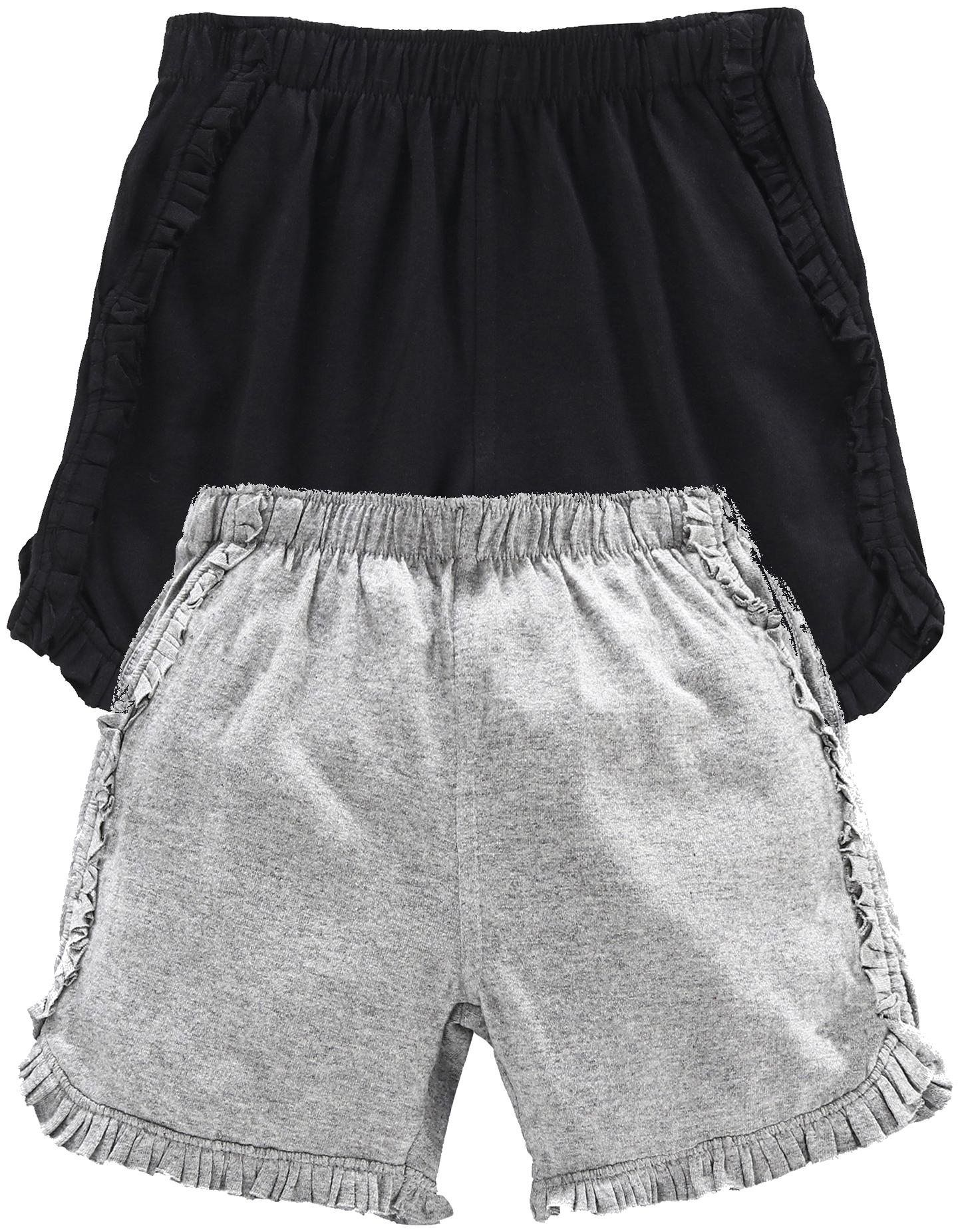 

KiddoPanti Girl Cotton Solid Regular shorts - Black Grey