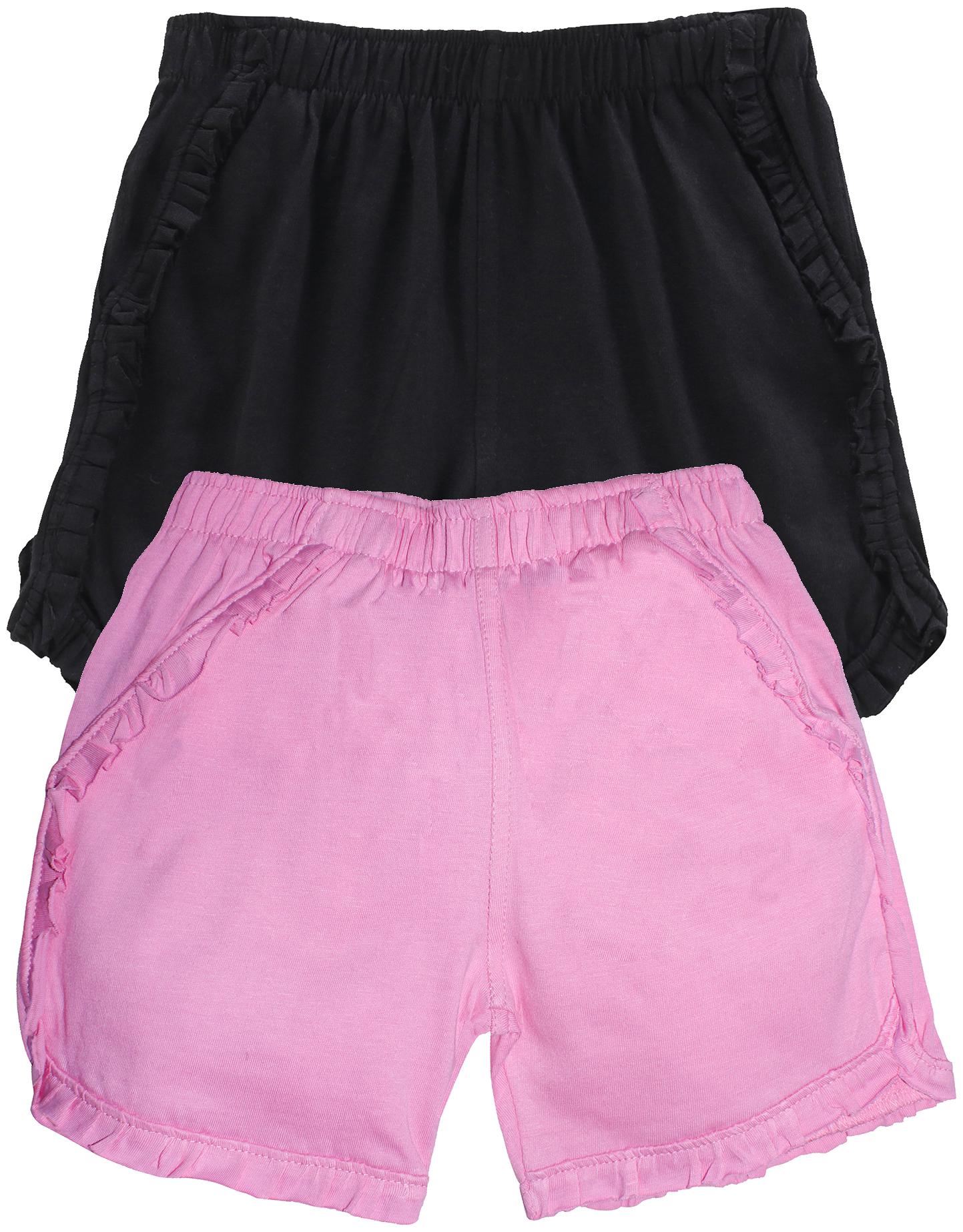 

KiddoPanti Girl Cotton Solid Regular shorts - Pink Black