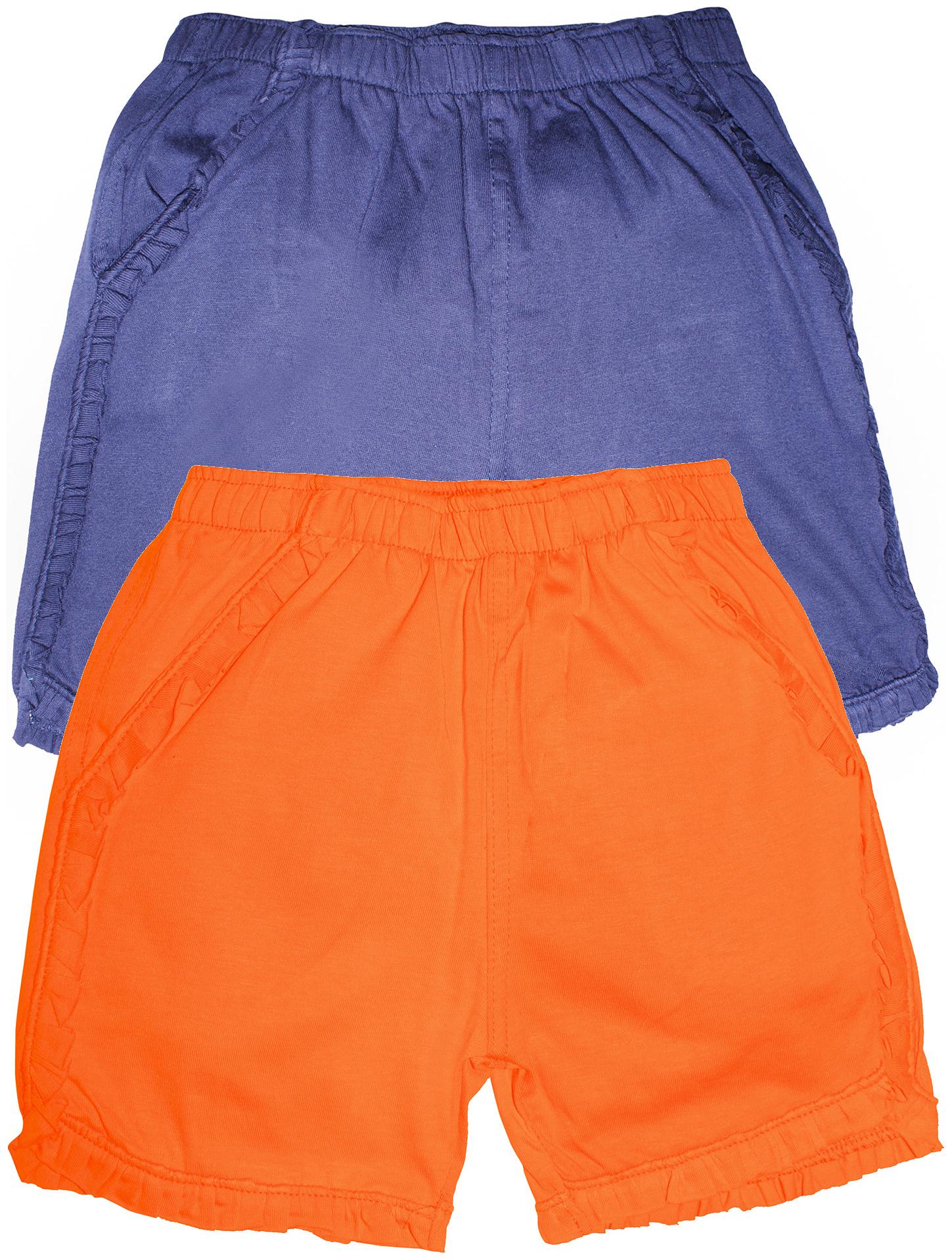 

KiddoPanti Girl Cotton Solid Regular shorts - Blue Orange