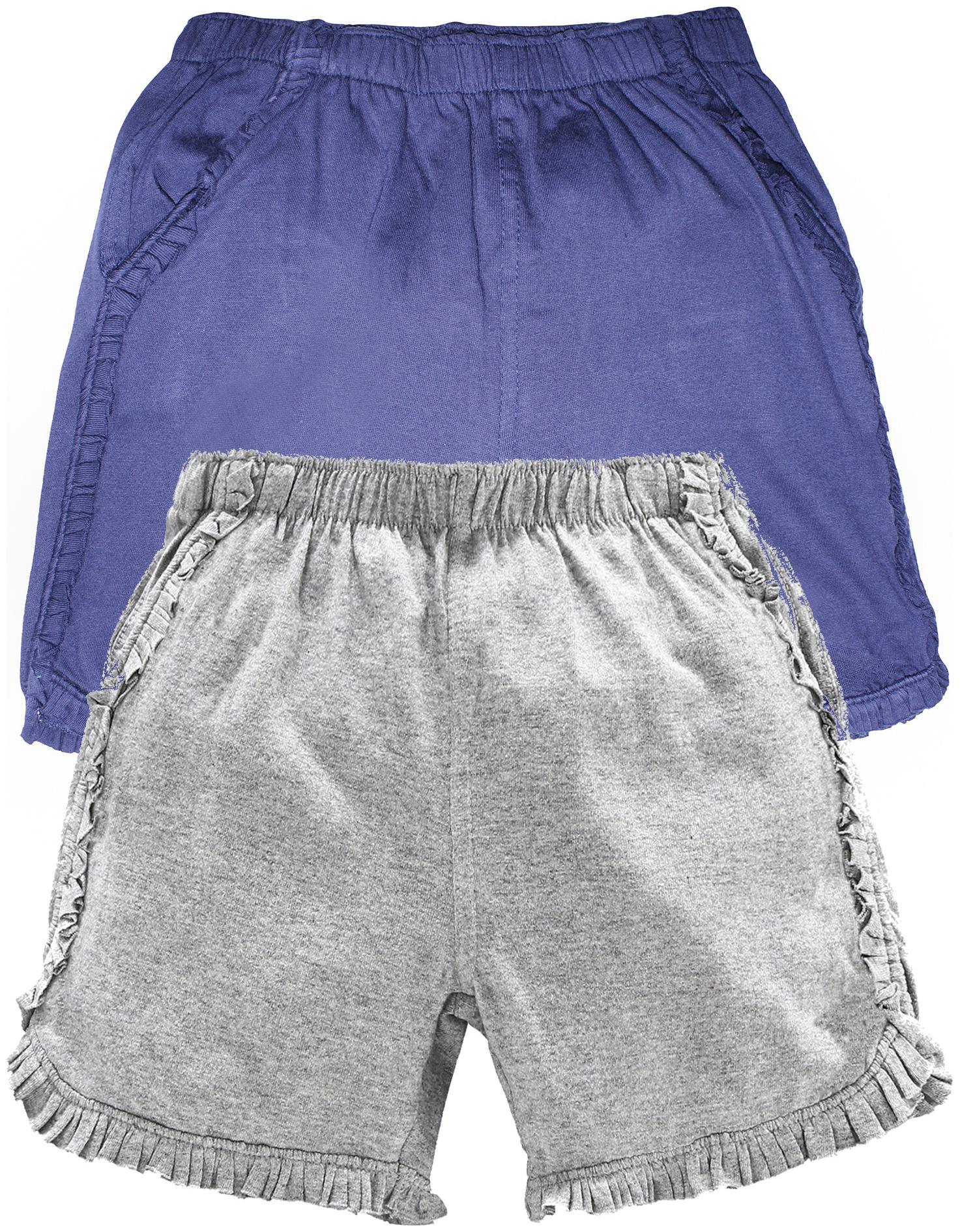 

KiddoPanti Girl Cotton Solid Regular shorts - Grey Blue
