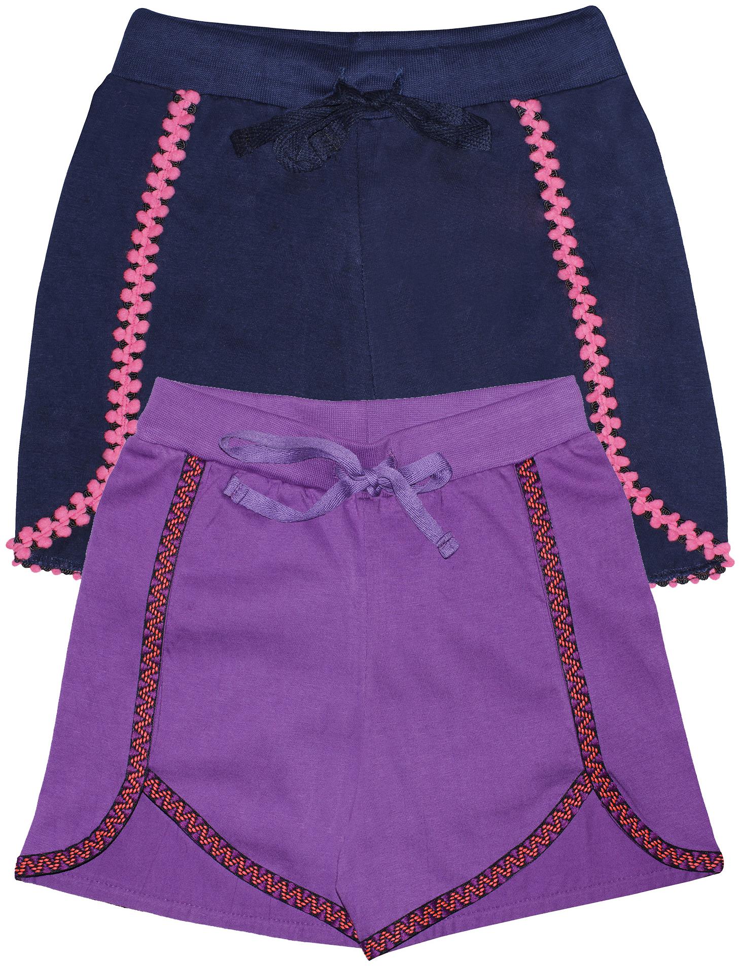 

KiddoPanti Girl Cotton Solid Regular shorts - Purple Blue