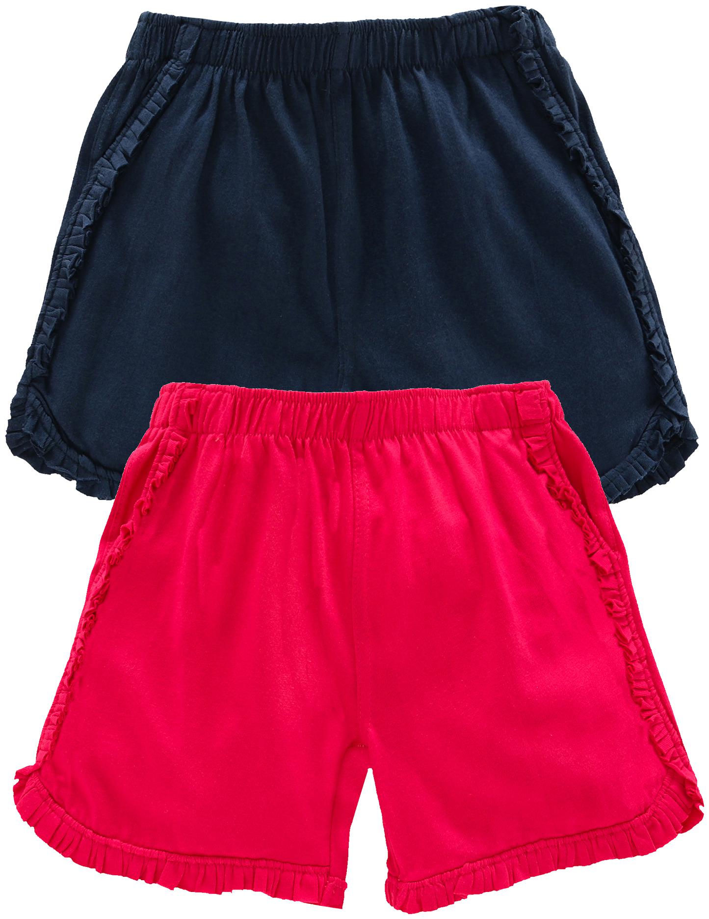 

KiddoPanti Girl Cotton Solid Regular shorts - Blue Pink