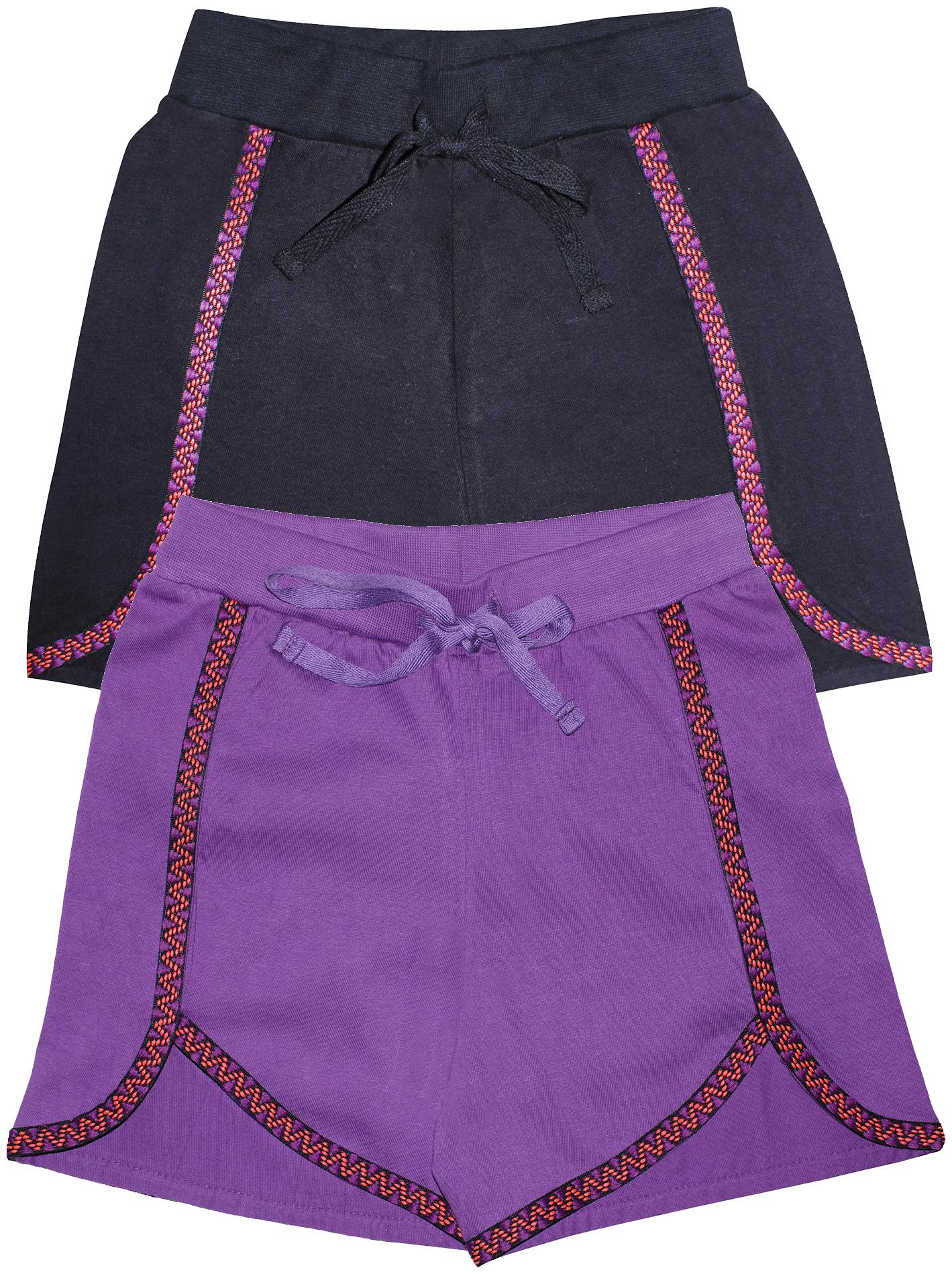

KiddoPanti Girl Cotton Solid Regular shorts - Purple Black