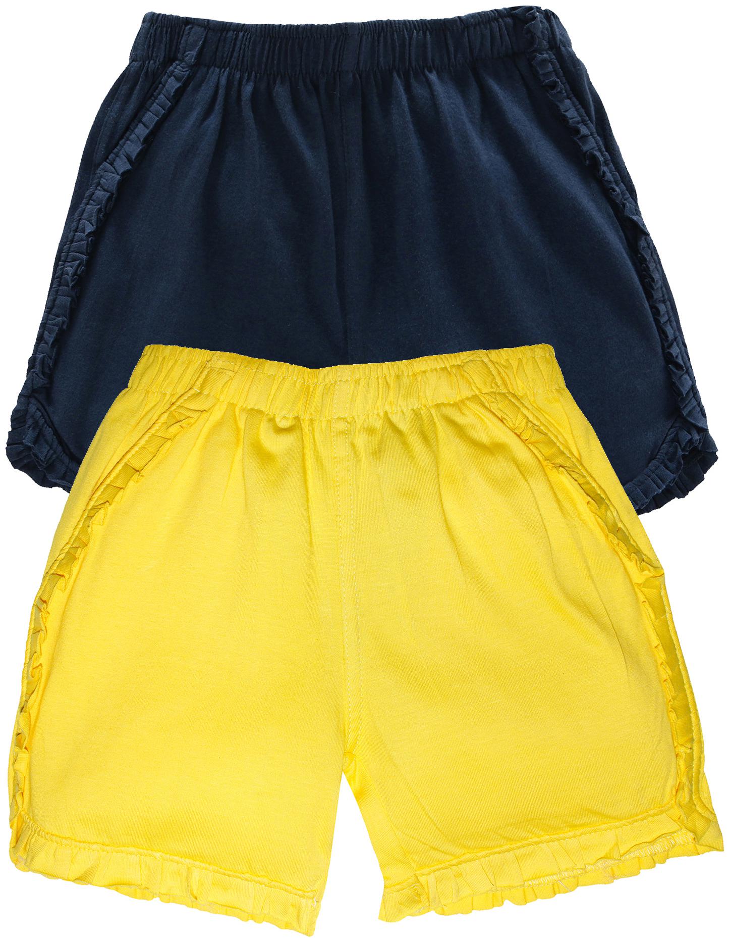 

KiddoPanti Girl Cotton Solid Regular shorts - Blue Yellow