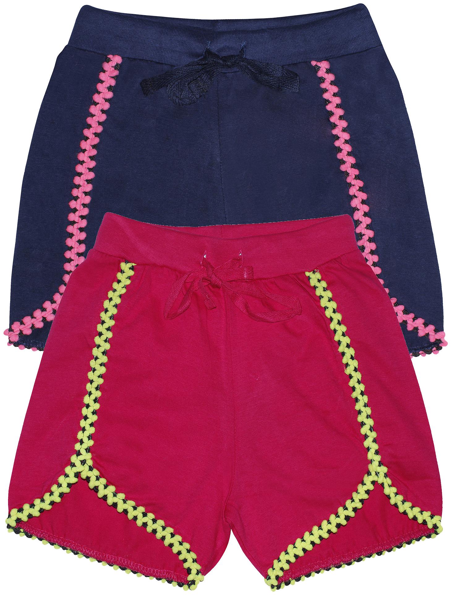 

KiddoPanti Girl Cotton Solid Regular shorts - Pink Blue