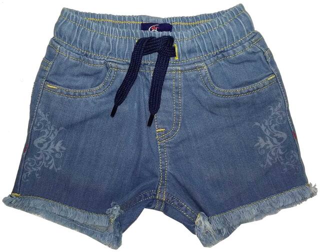 KiddoPanti Girl Denim Printed Regular shorts - Blue