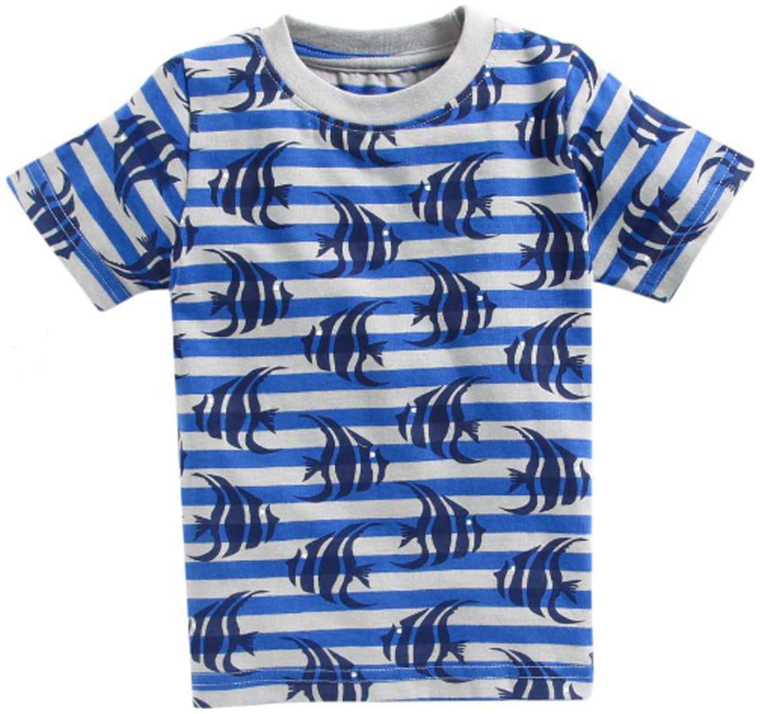 

KiddoPanti Boy Cotton Striped T-shirt - Grey Blue