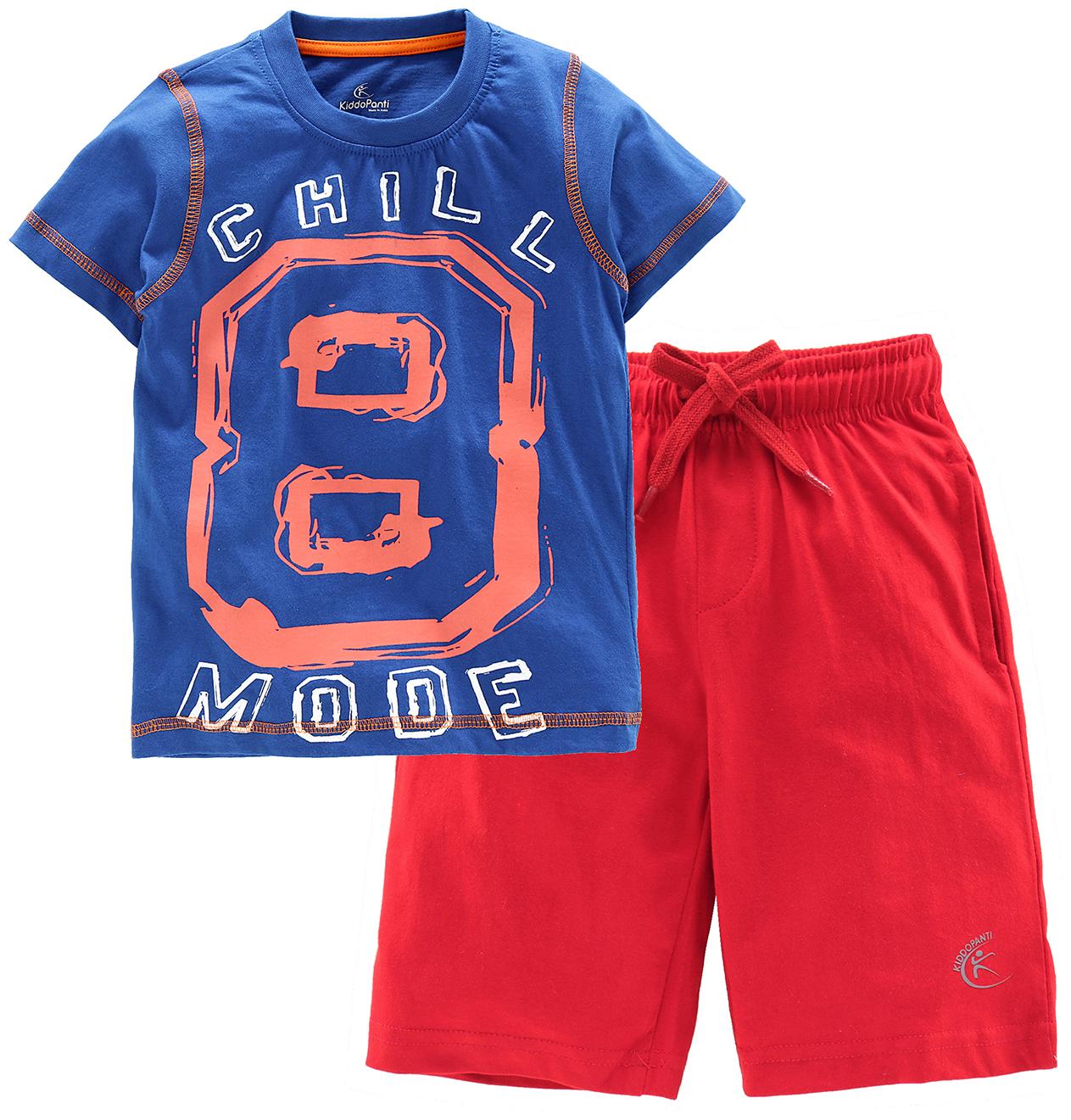 

KiddoPanti Cotton Printed Top Bottom Set - Blue Red