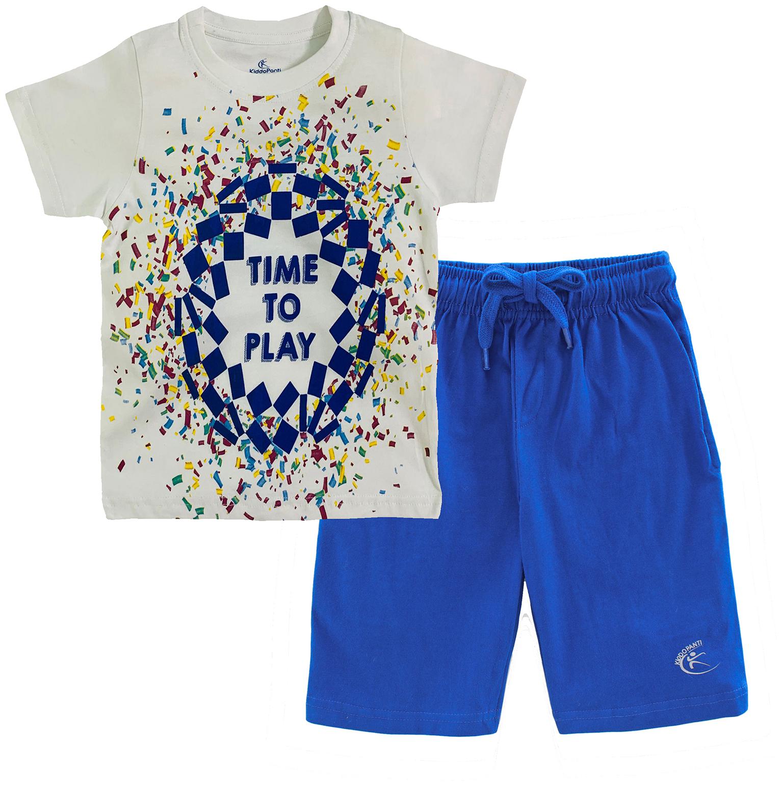 

KiddoPanti Cotton Printed Top Bottom Set - White