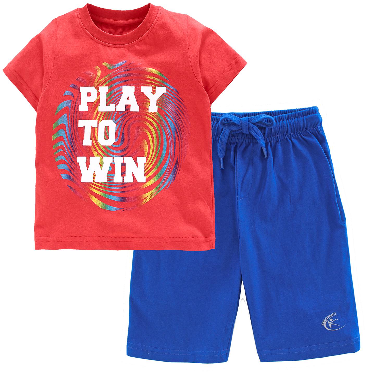 

KiddoPanti Cotton Printed Top Bottom Set - Red Blue