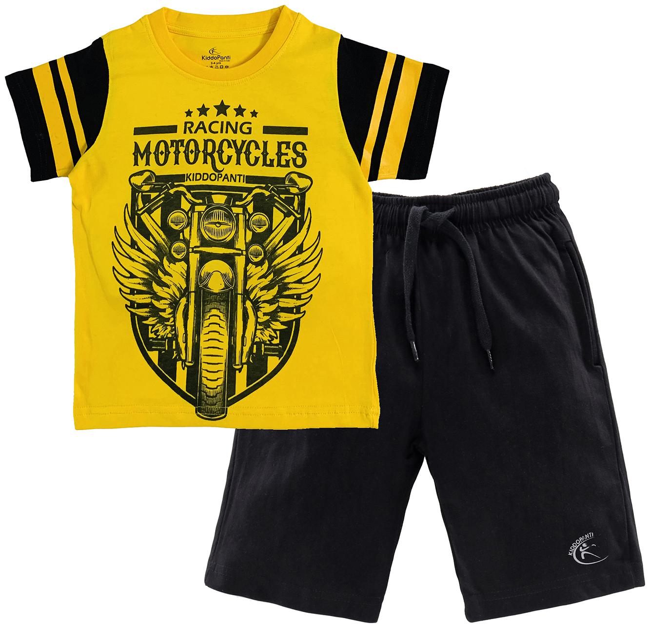 

KiddoPanti Cotton Printed Top Bottom Set - Yellow