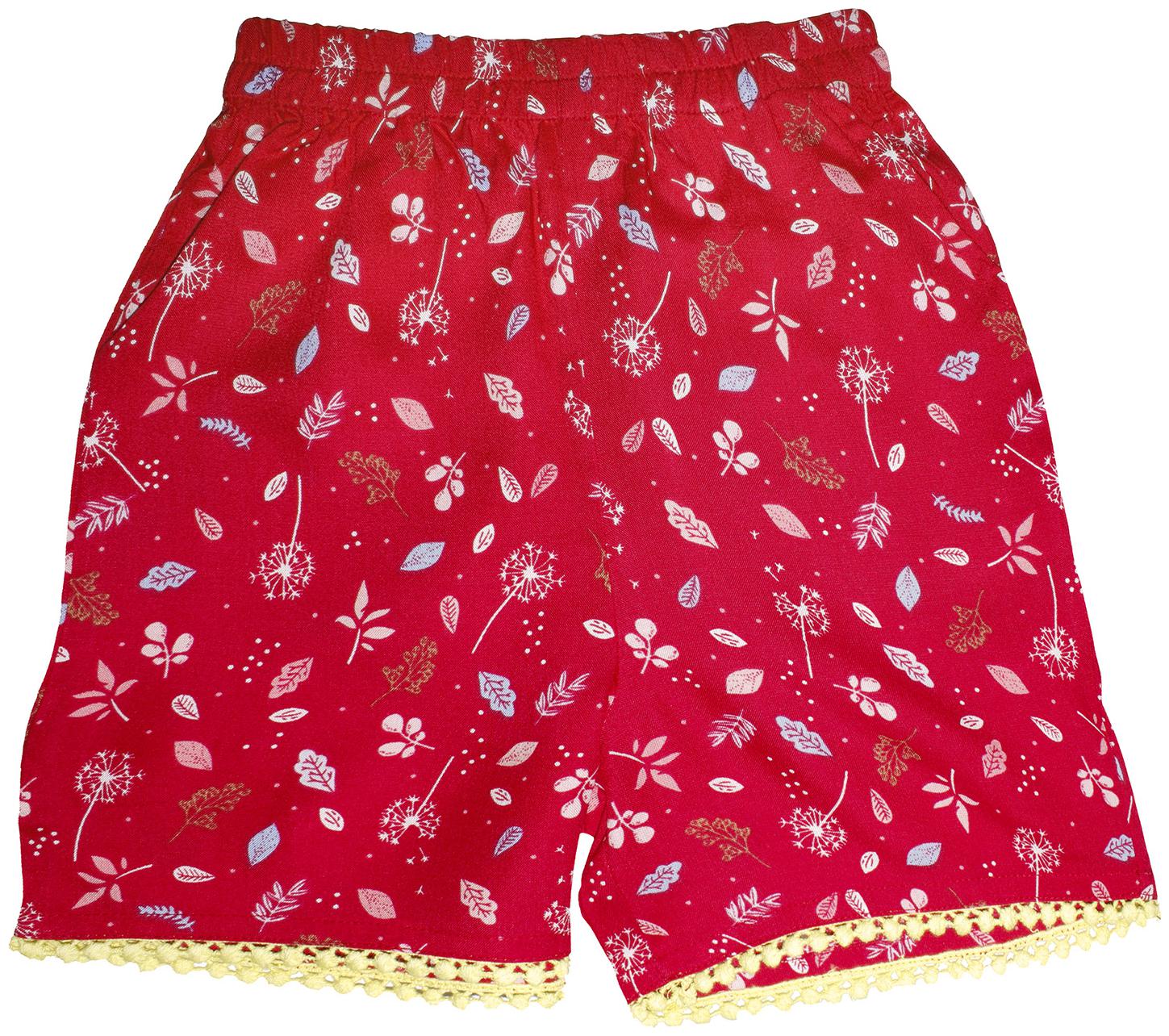 

KiddoPanti Girl Viscose rayon Floral Hot pants - Red