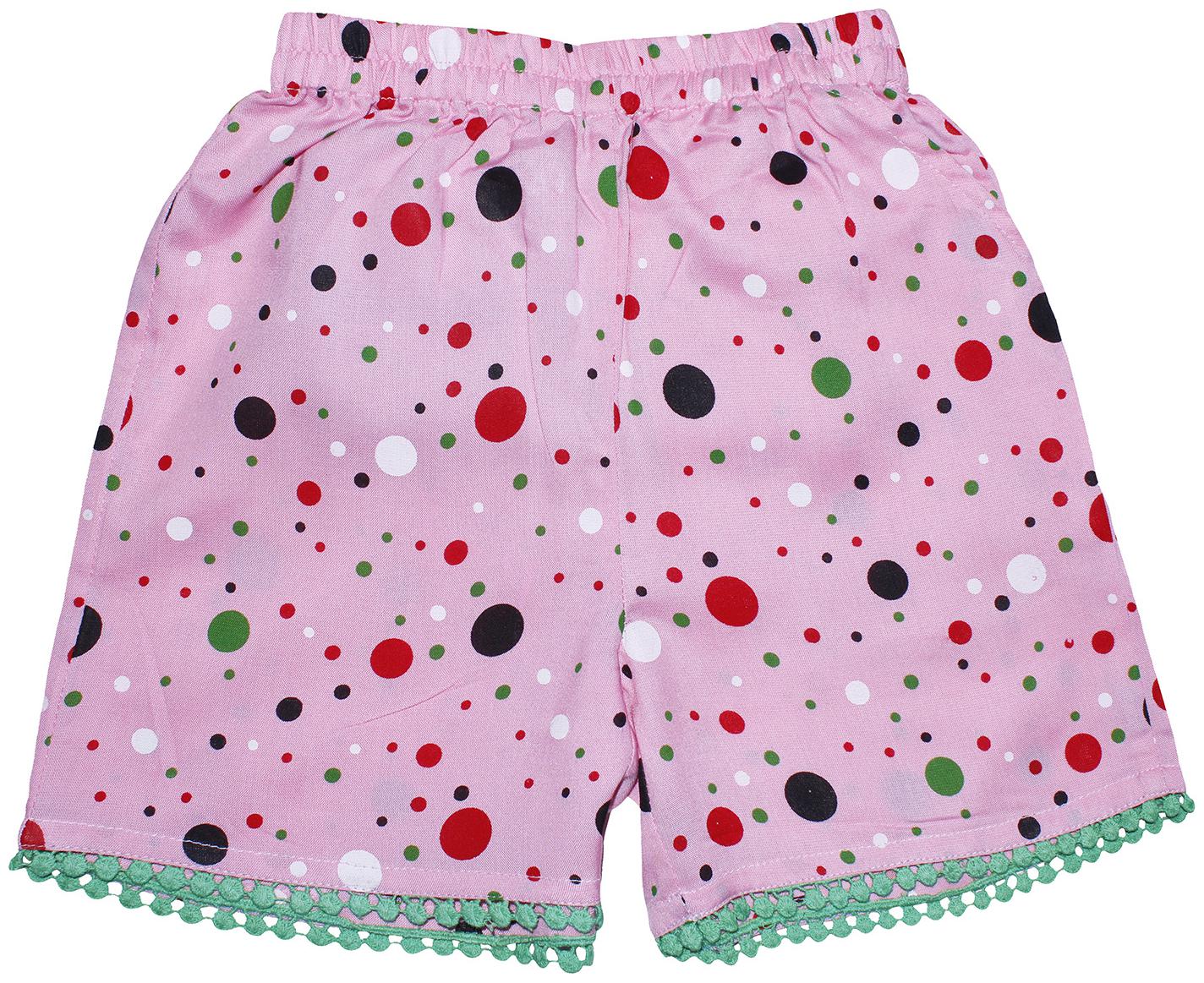 

KiddoPanti Viscose Rayon Pink Polka Dots Hot Pants For Girl