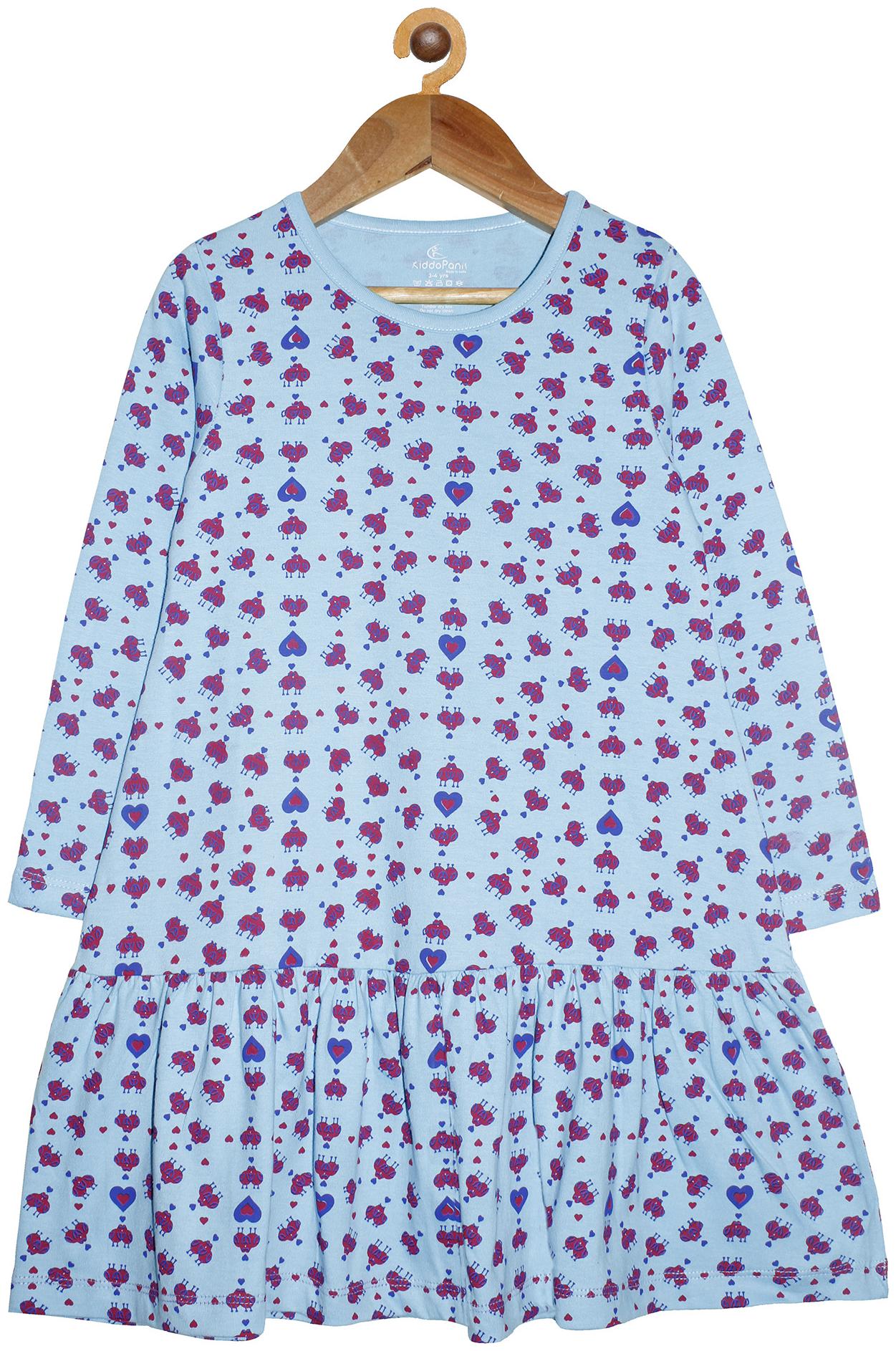 

KiddoPanti Blue Cotton Full Sleeves Knee Length Winter Frock ( Pack of 1 )