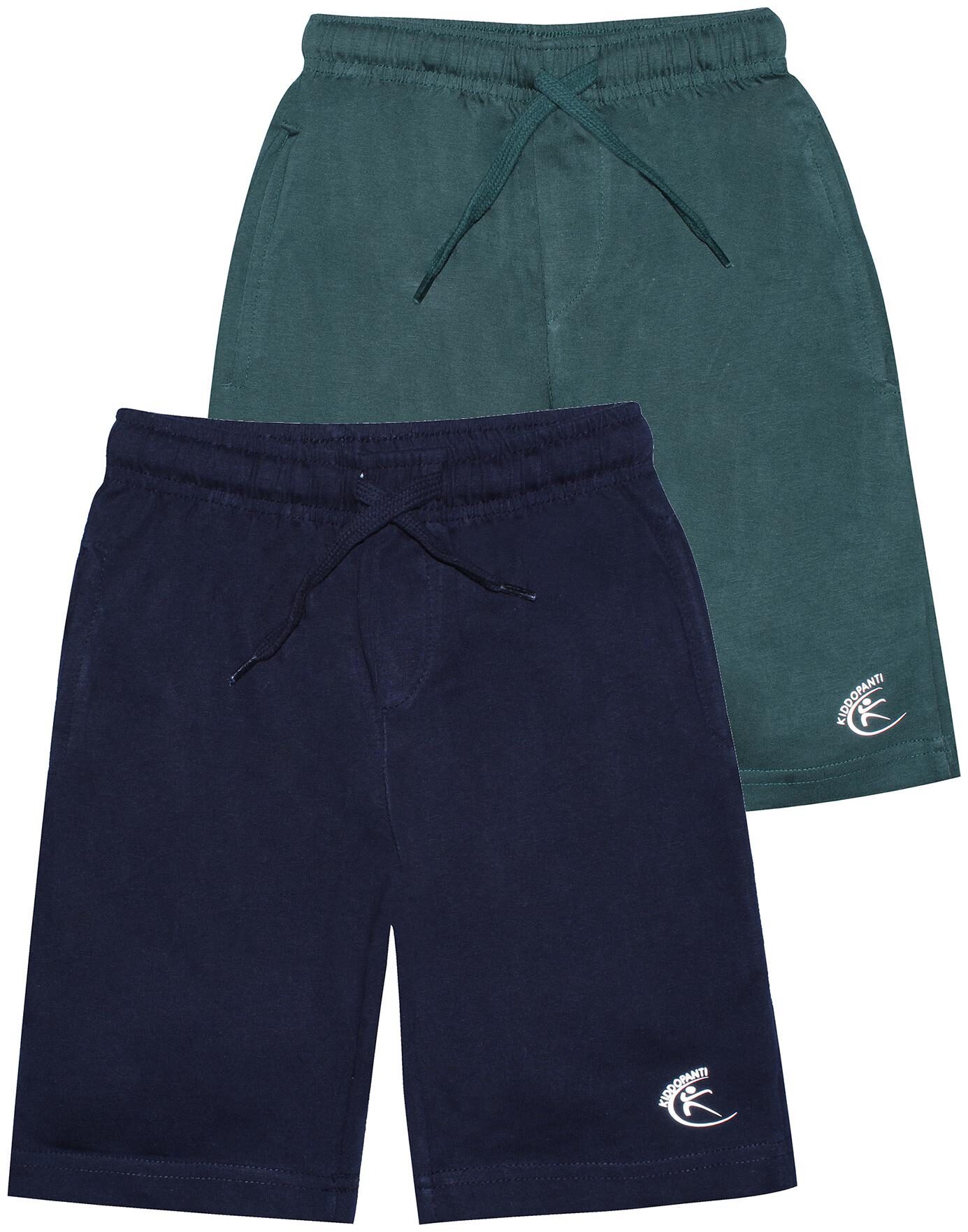 

KiddoPantiBoys Knit Knee length Basic Short Pack Of 2 (Green Navy Blue)