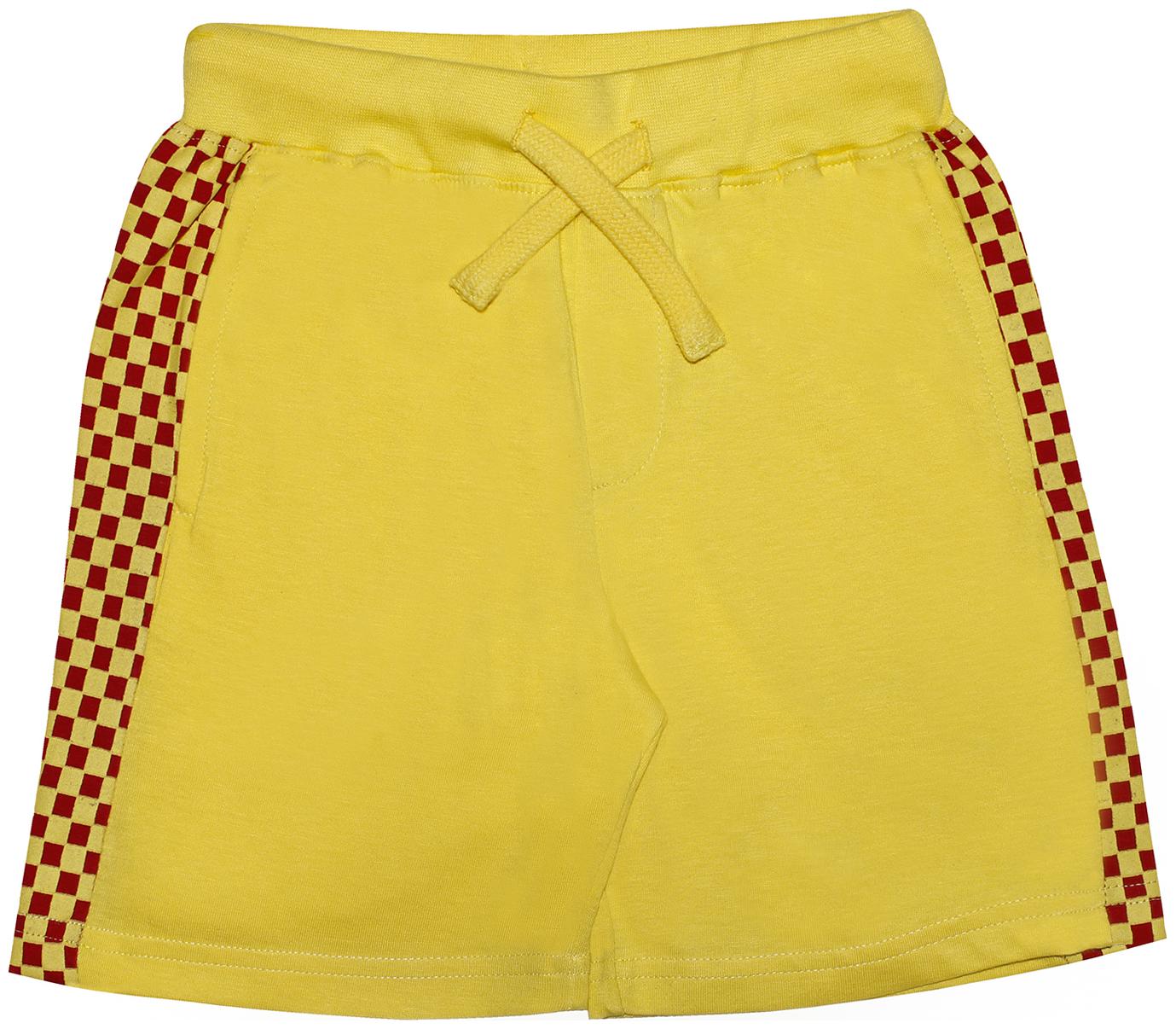 

KiddoPantiBoys Knit shorts with Check Print Cut and Sew Panel (Yellow)