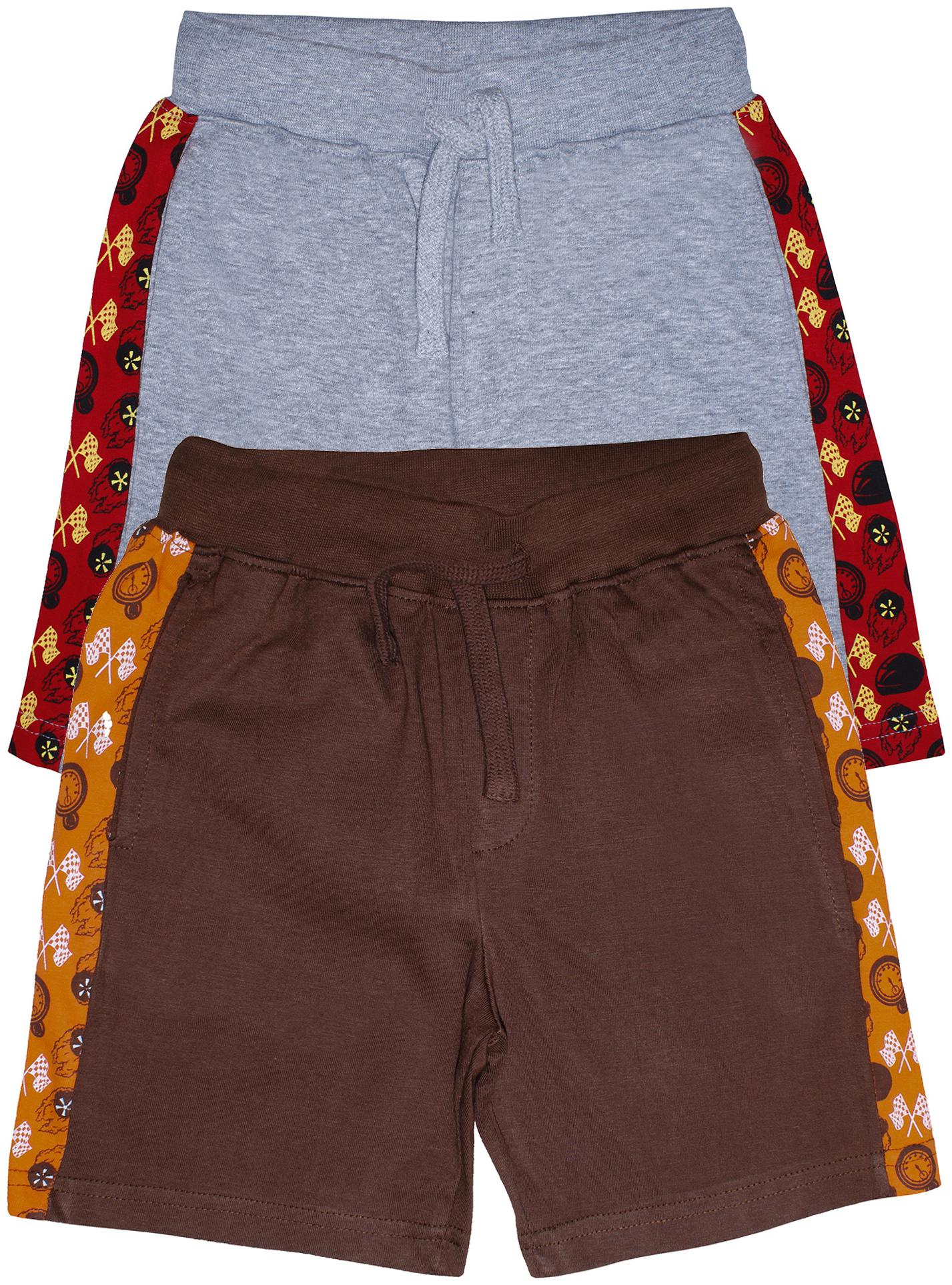 

KiddoPantiBoys Race Helmet Print Cut and Sew Panel Knit shorts Pack of 2 (Brown Grey)