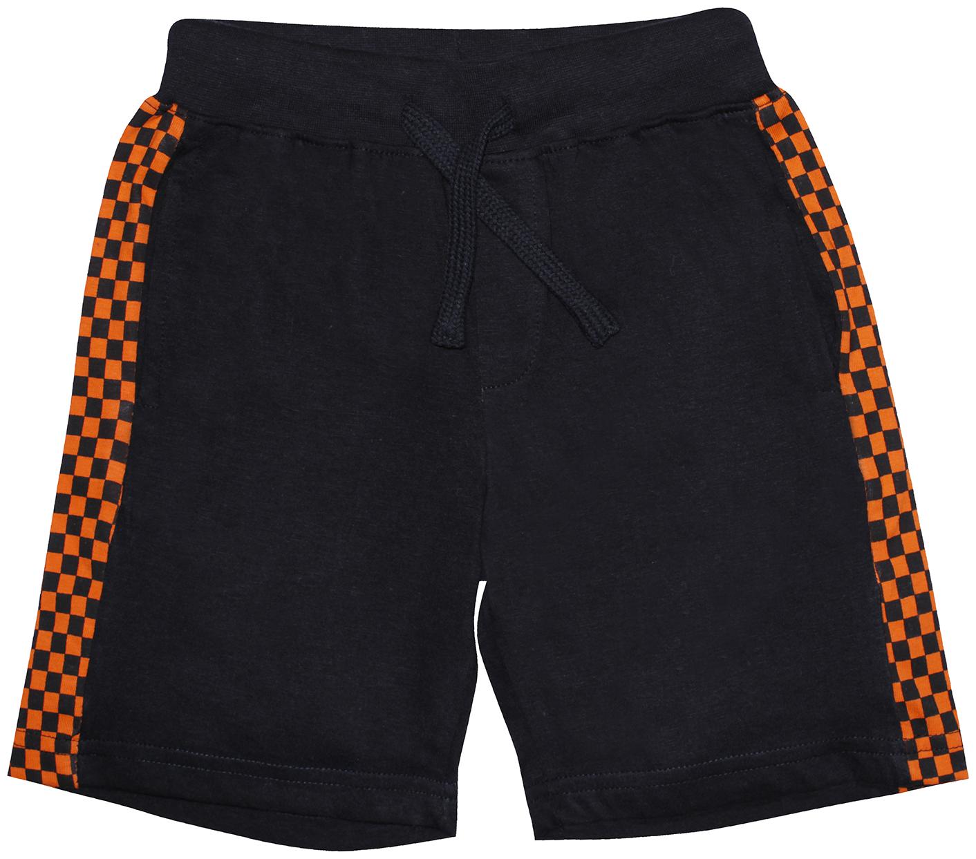 

KiddoPantiBoys Knit shorts with Check Print Cut and Sew Panel (Black)
