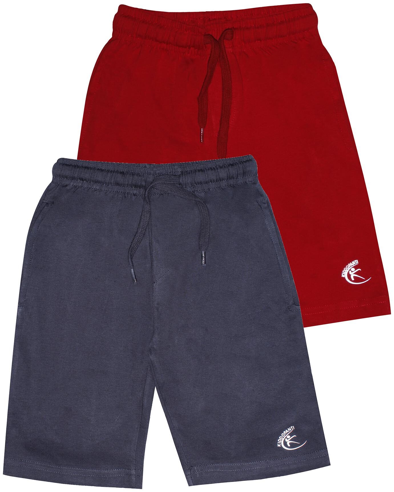 

KiddoPantiBoys Knit Knee length Basic Short Pack Of 2 (Grey Red)