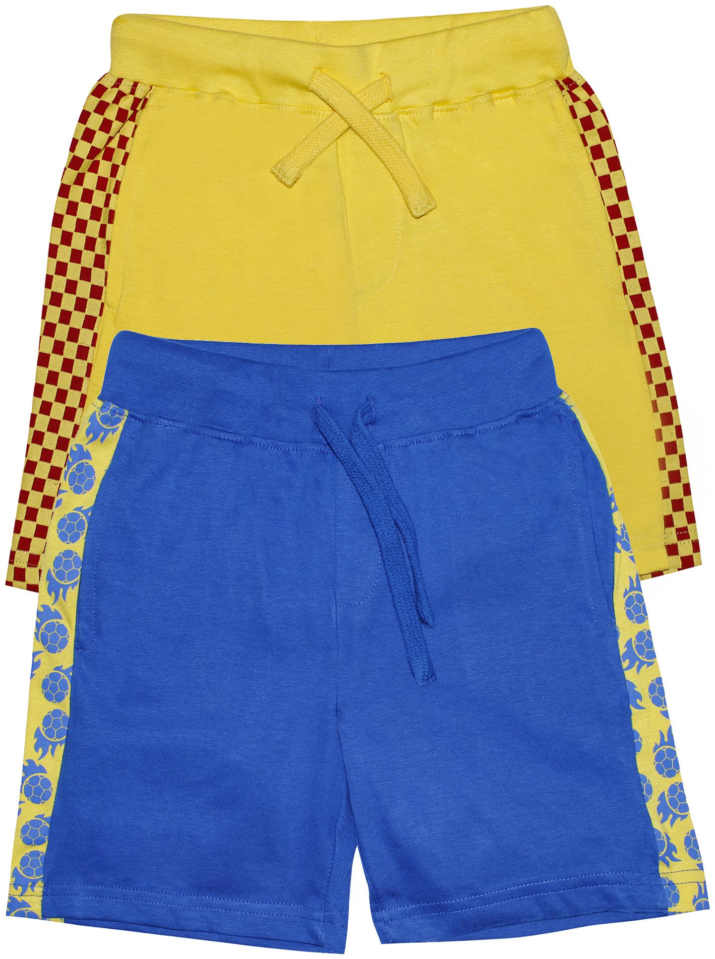 

KiddoPantiBoys Foot Ball Check Print Cut and Sew Panel Knit shorts Pack of 2 (Blue Red)