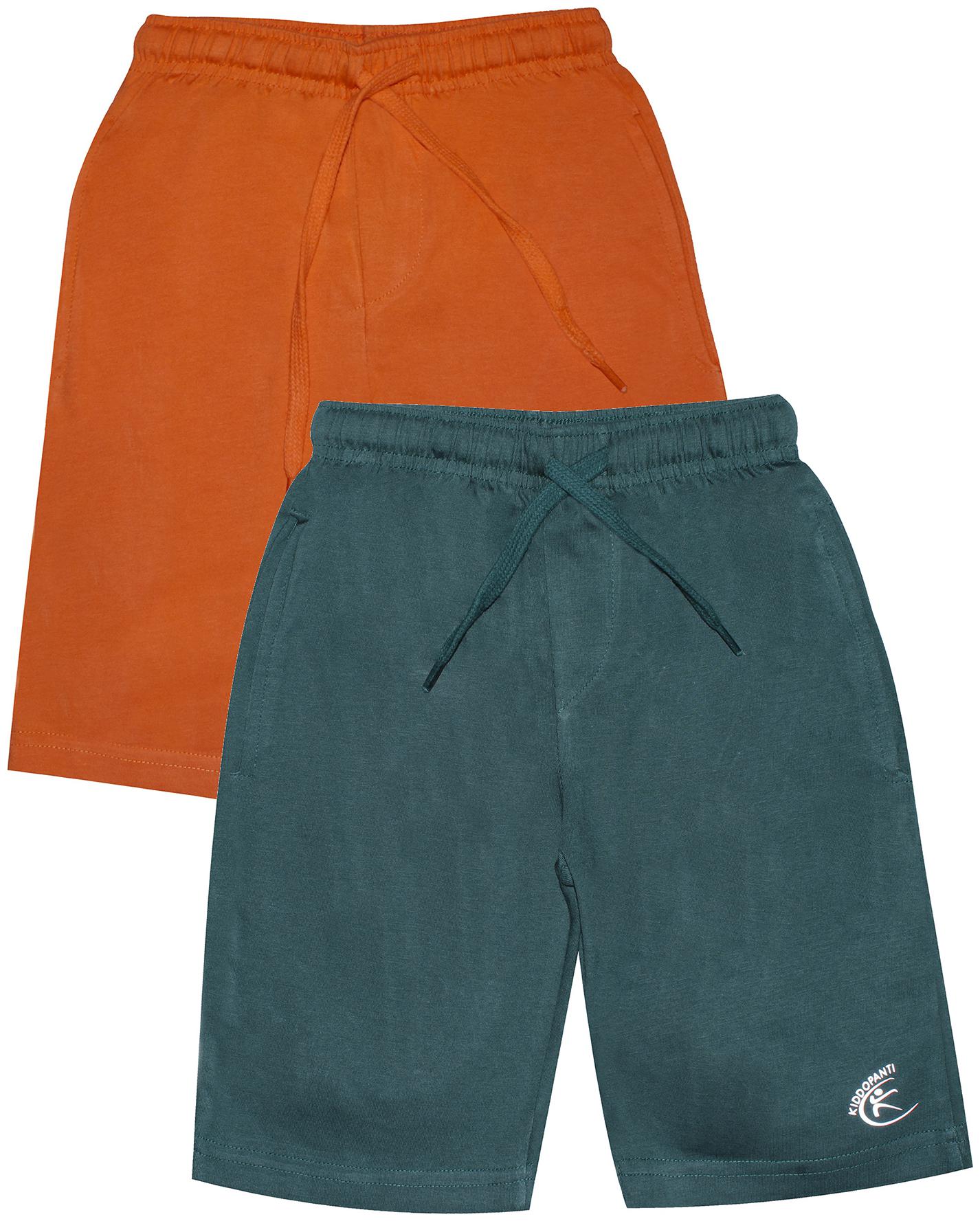 

KiddoPantiBoys Knit Knee length Basic Short Pack Of 2 (Green Orange)