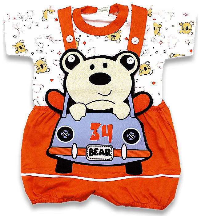 

KID S CARE Unisex Cotton Printed Romper - Orange White