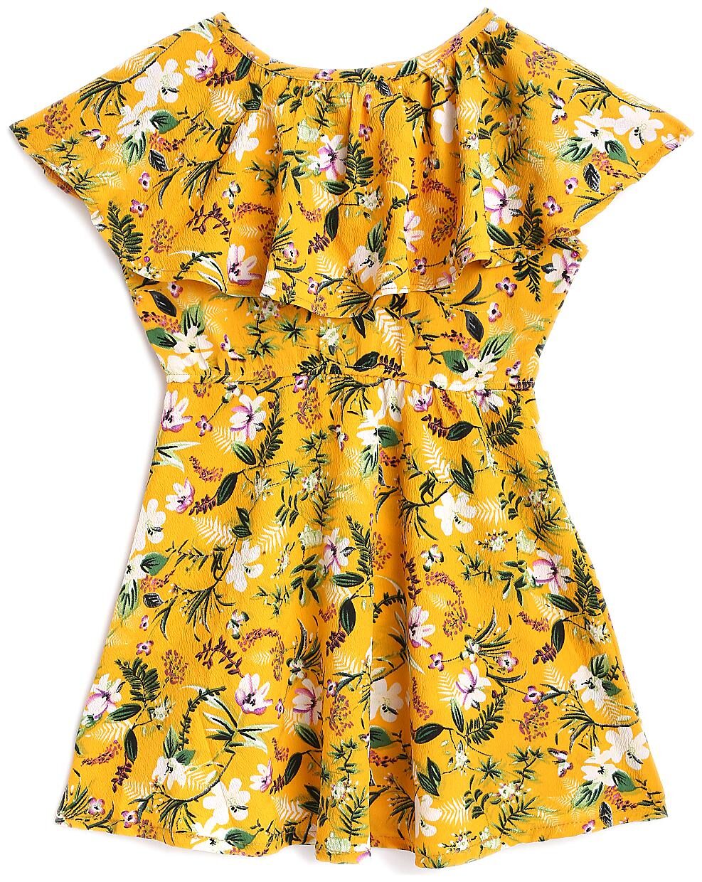 

KIDS CRAFT Yellow Crepe Short Sleeves Knee Length Princess Frock ( Pack of 1 )
